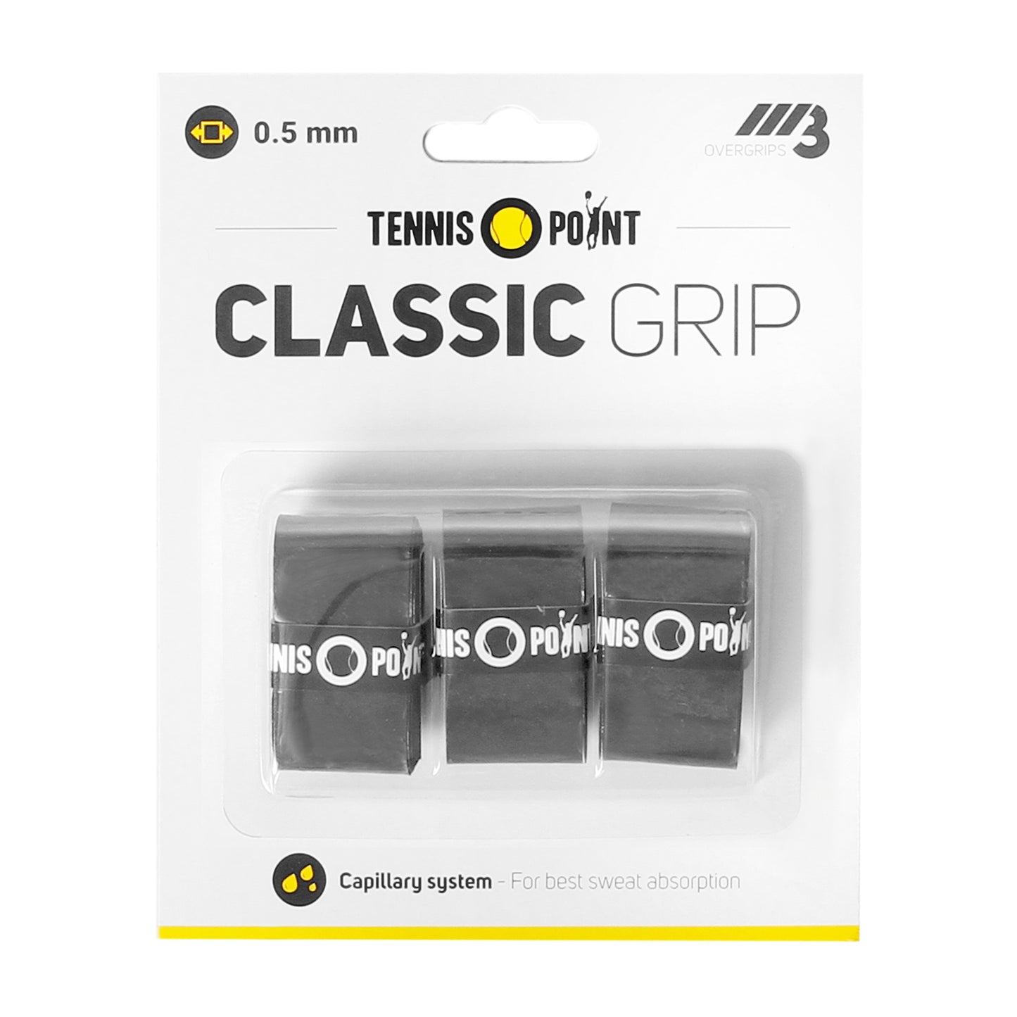 Tennis-Point Classic Grip Confezione da 3 - nero Tennis-Point Classic Grip Confezione da 3 - nero