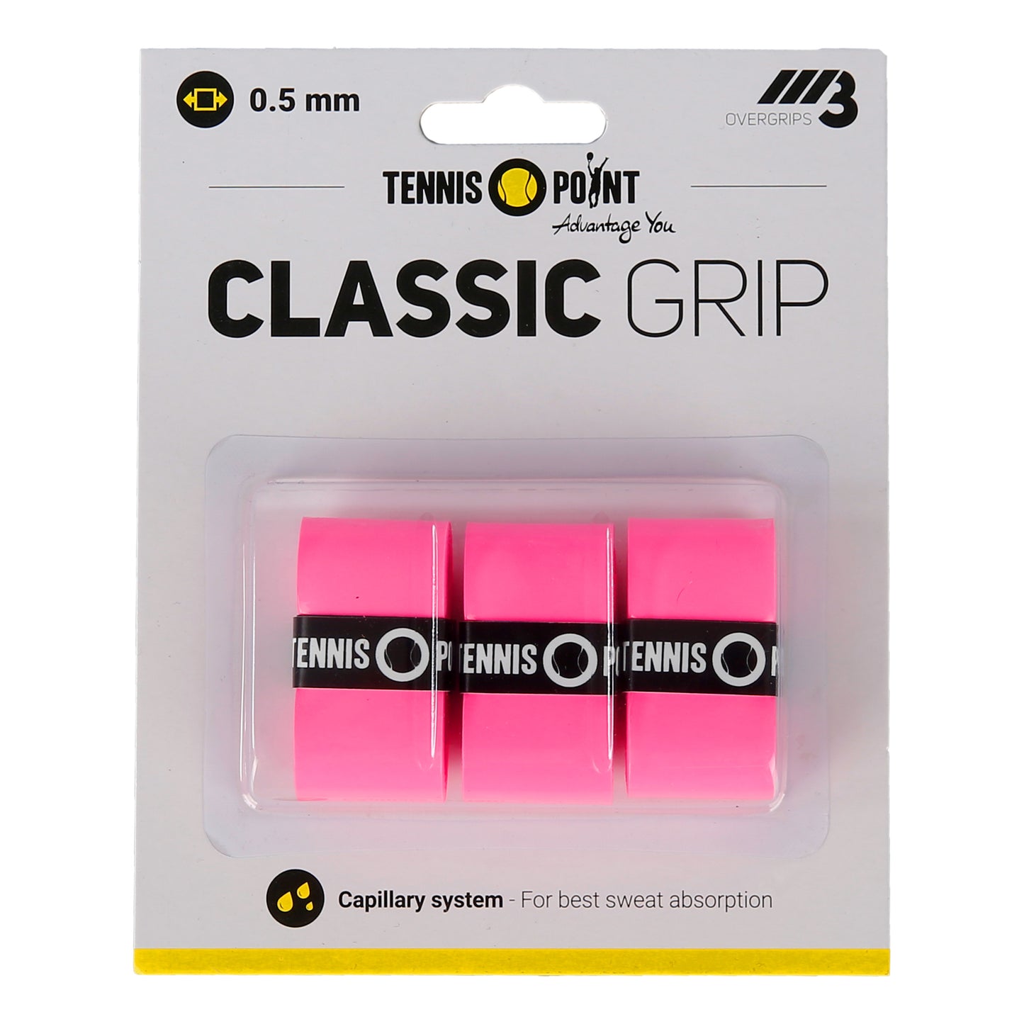 Tennis-Point Classic Grip Confezione da 3 - rosa Tennis-Point Classic Grip Confezione da 3 - rosa