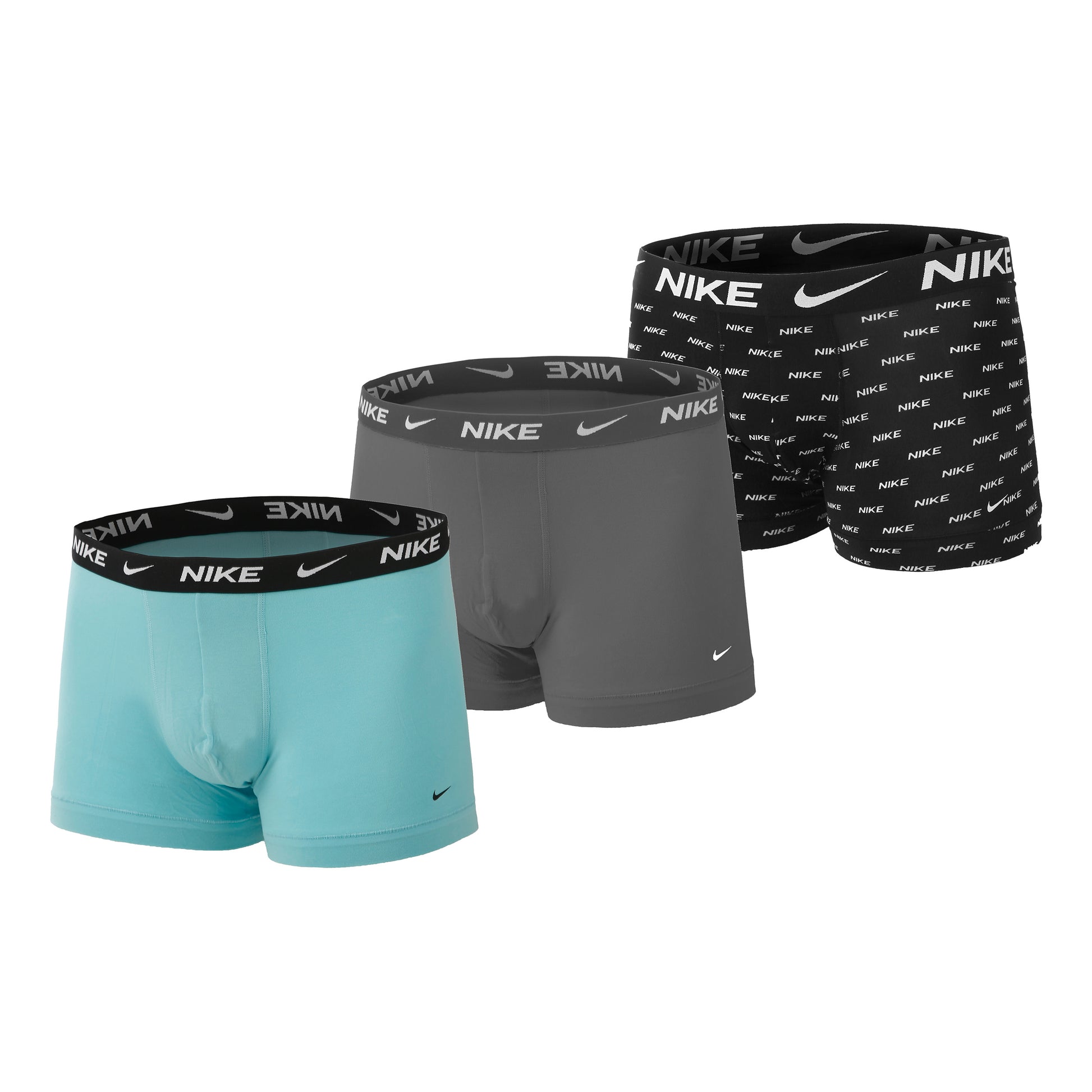 Nike Everyday Stretch Boxer Confezione Da 3 Uomini-Turchese,Grigio Chiaro