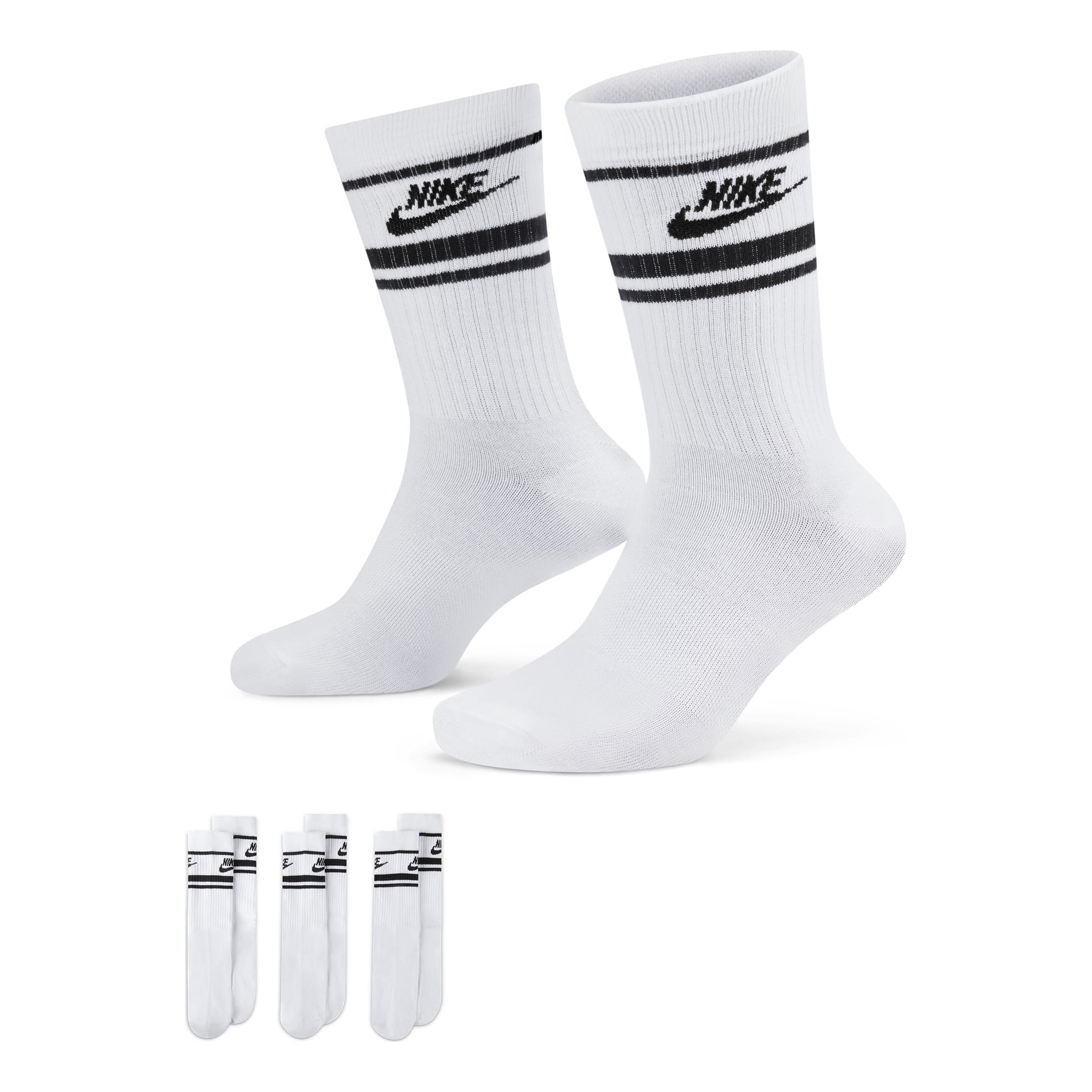 Nike Sportswear Everyday Essential Calzini Da Tennis Confezione Da 3-Bianco,Nero