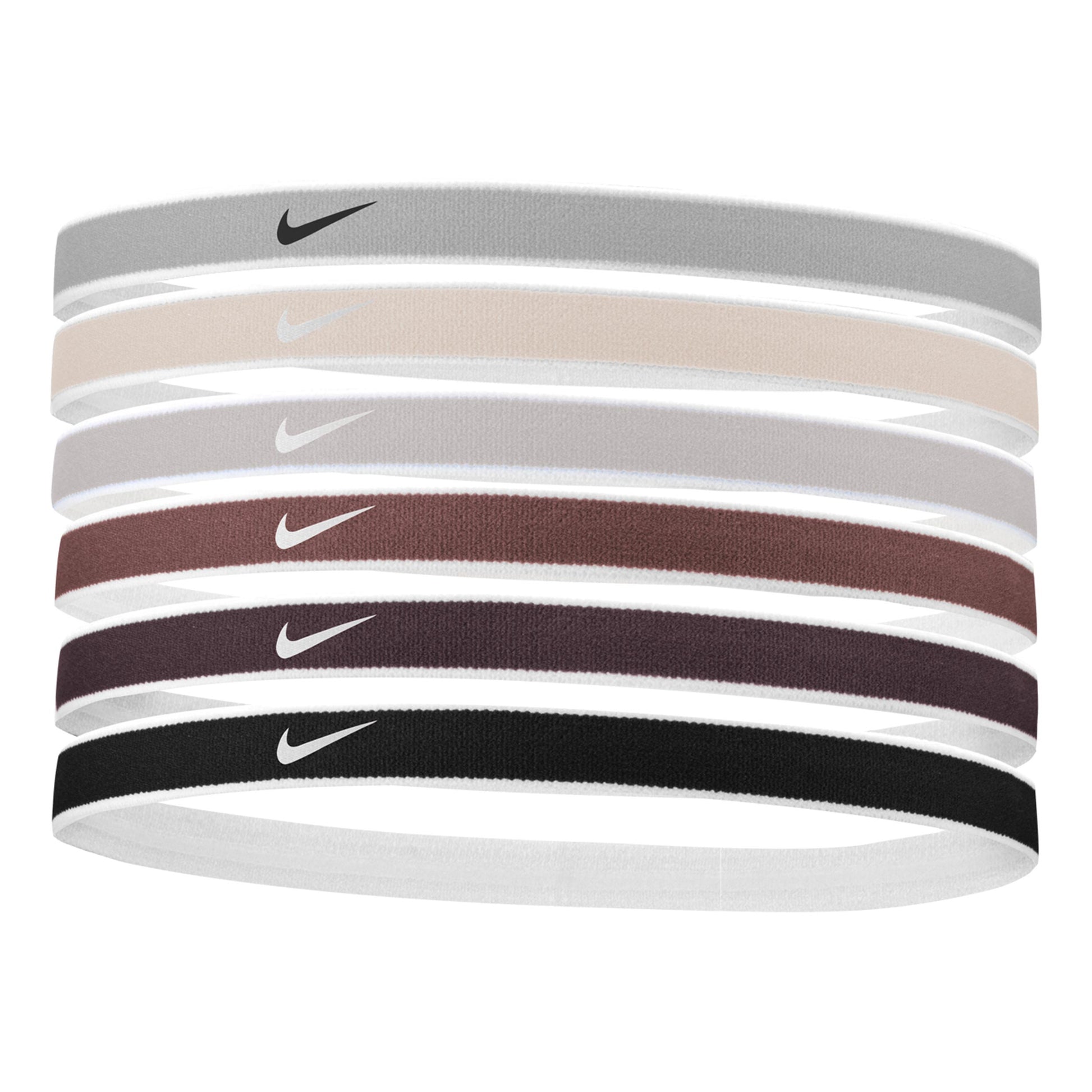Nike Swoosh Sport Tipped Fascia per capelli Confezione da 6 Unisex - crema, nero