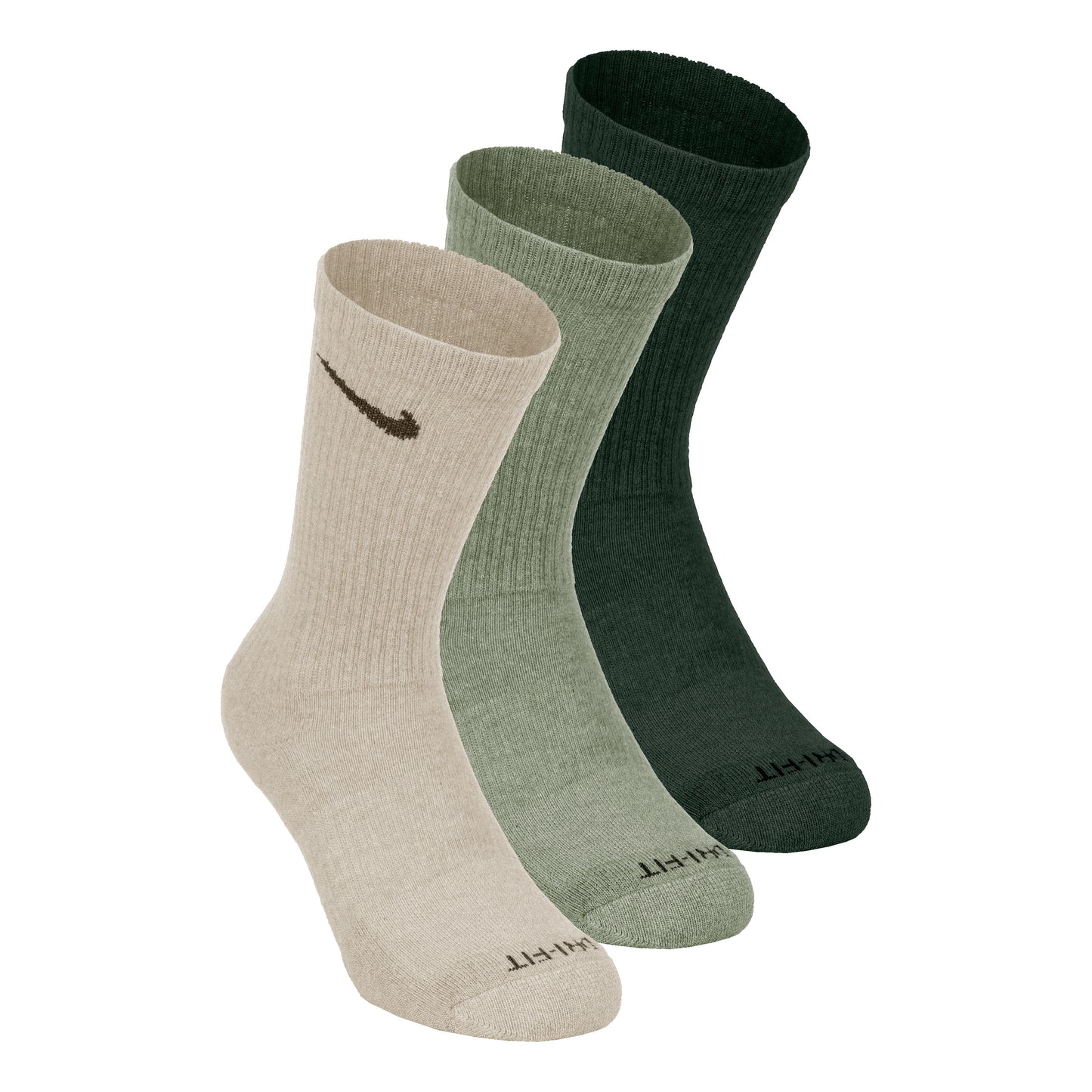 Nike Everyday Plus Cushioned Calzini da tennis Confezione da 3 Unisex - verde scuro, beige