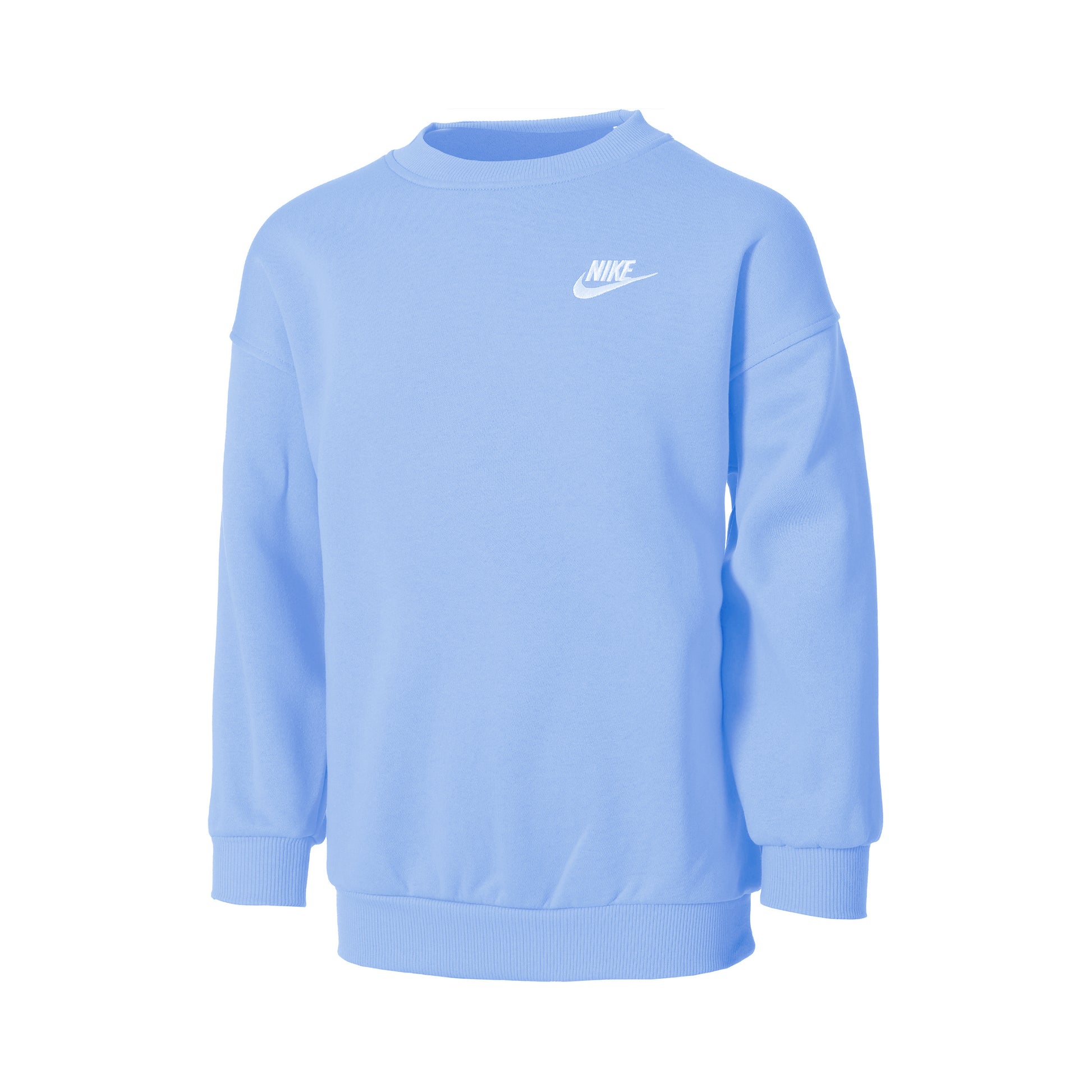 Nike Sportswear Club Fleece Oversized Crew Felpa Ragazze - blu chiaro, bianco