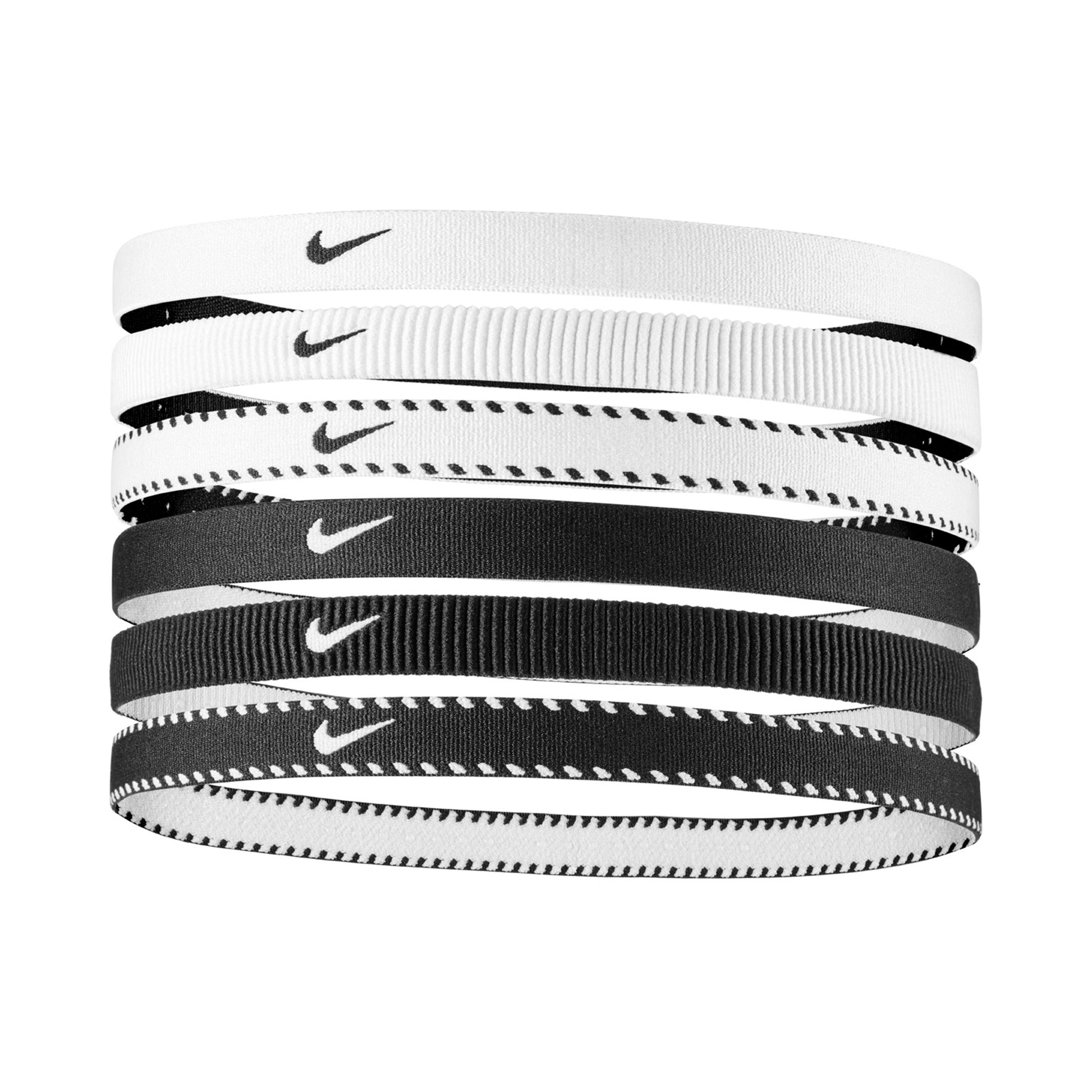 Nike Nike Flex Classic Fascia Per Capelli Confezione Da 6-Bianco,Nero