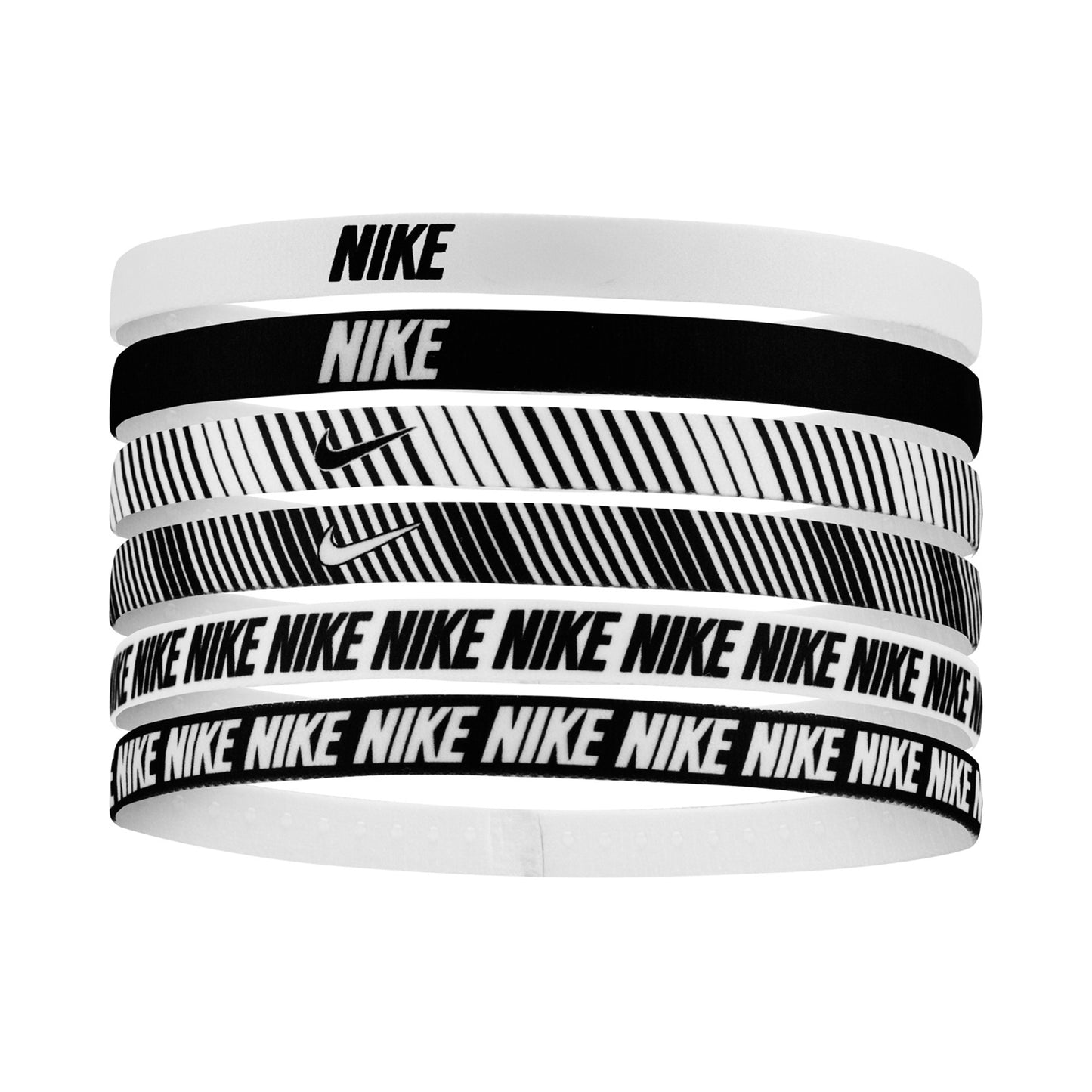 Nike Nike Flex Classic Printed Fascia Per Capelli Confezione Da 6-Bianco,Nero
