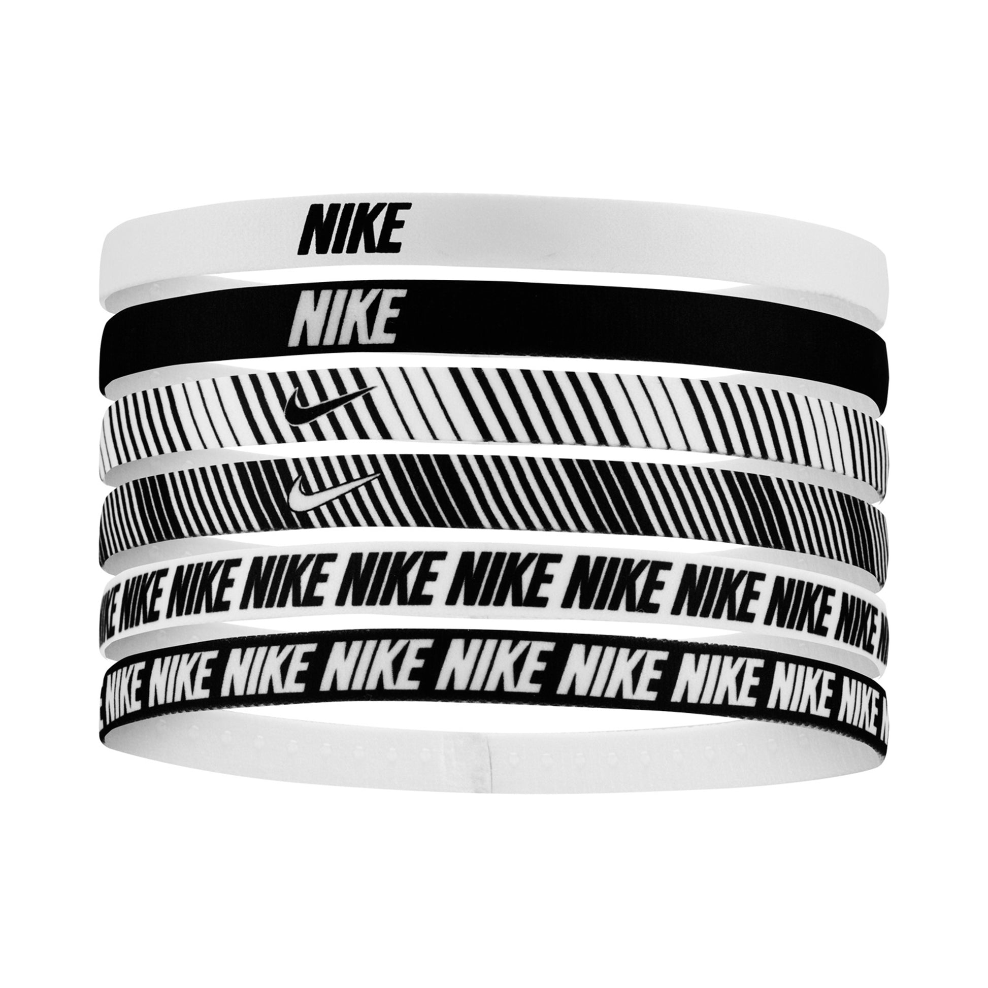 Nike Nike Flex Classic Printed Fascia Per Capelli Confezione Da 6-Bianco,Nero