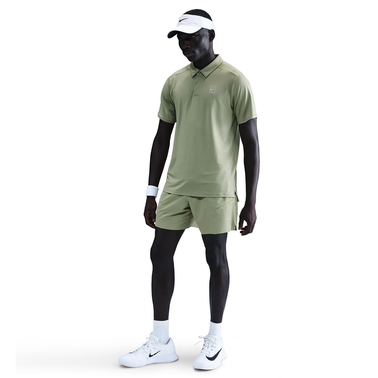 Nike Court Dri-FIT Advantage 6in Pantaloncini Uomini - oliva, bianco