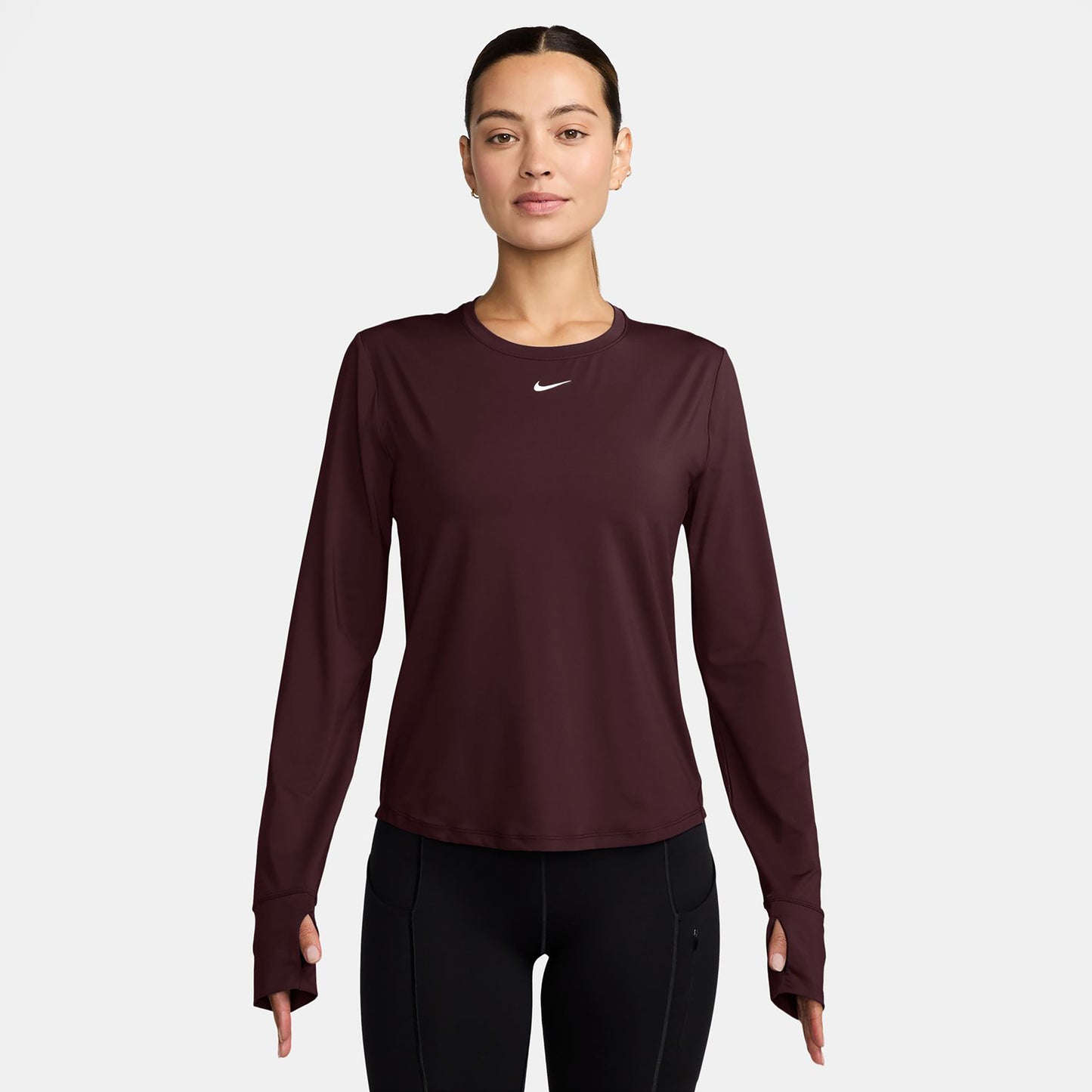 Nike One Classic Dri-FIT Manica lunga Donna - rosso scuro, bianco