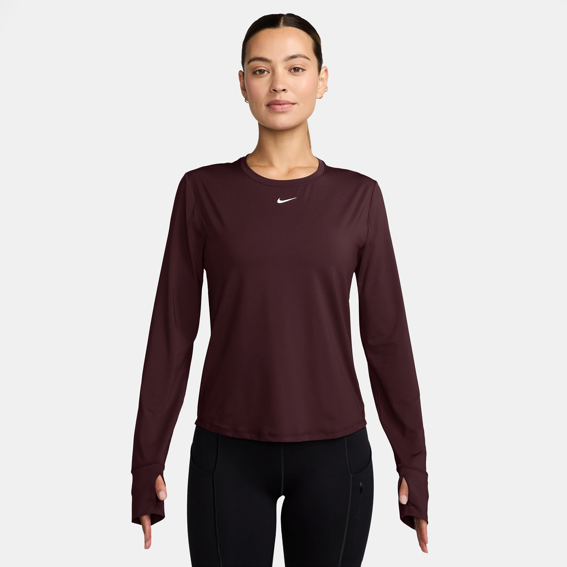 Nike One Classic Dri-FIT Manica lunga Donna - rosso scuro, bianco