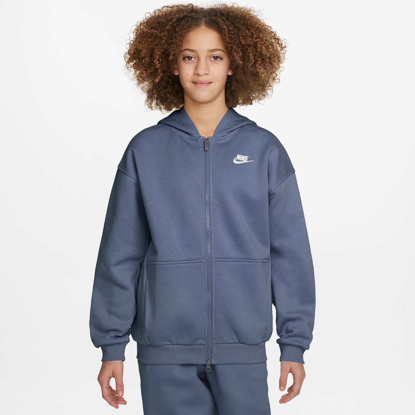 Nike Club Fleece Oversized Crew Felpa Ragazze - grigio-blu, bianco