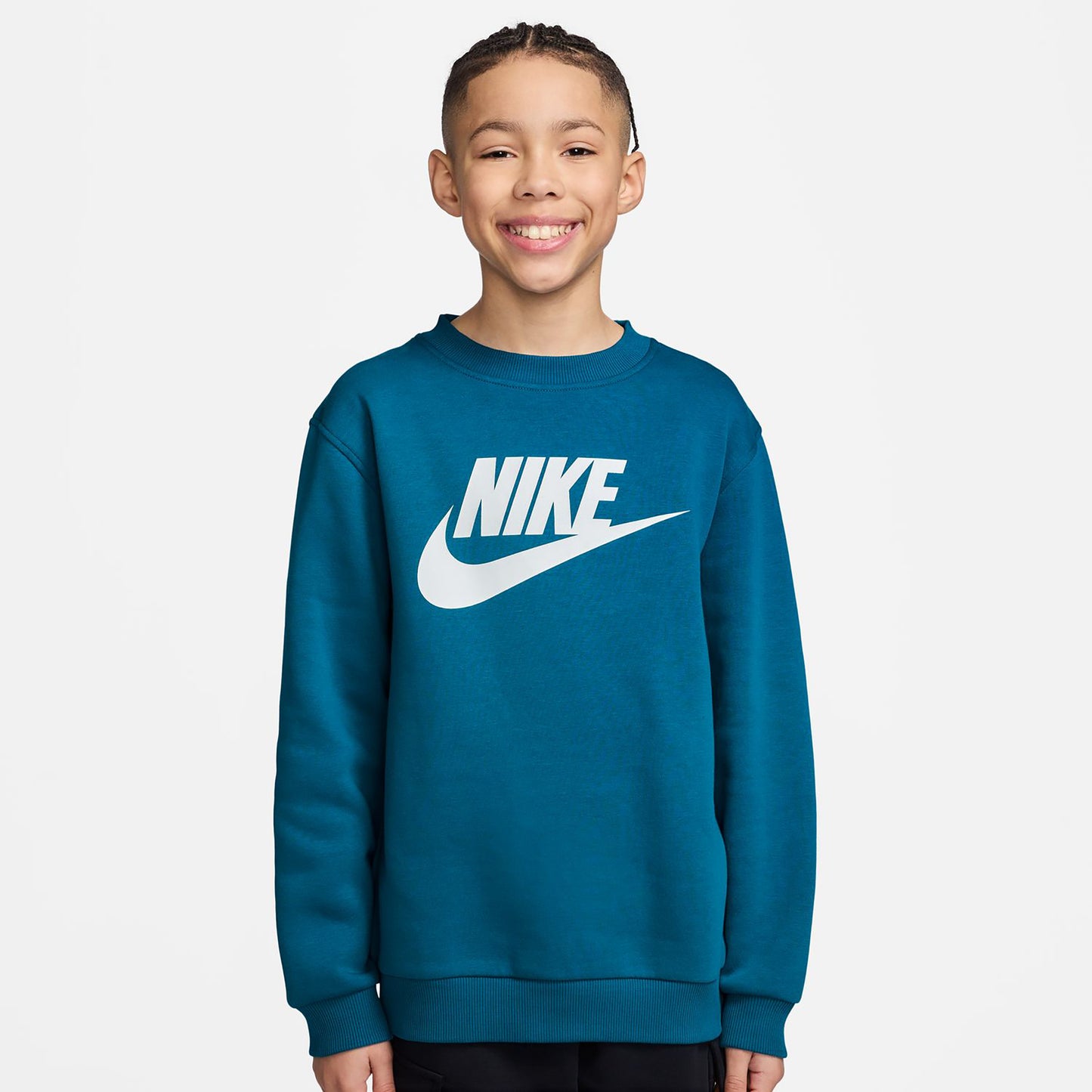 Nike Club Fleece Crew Felpa Bambini - blu, bianco
