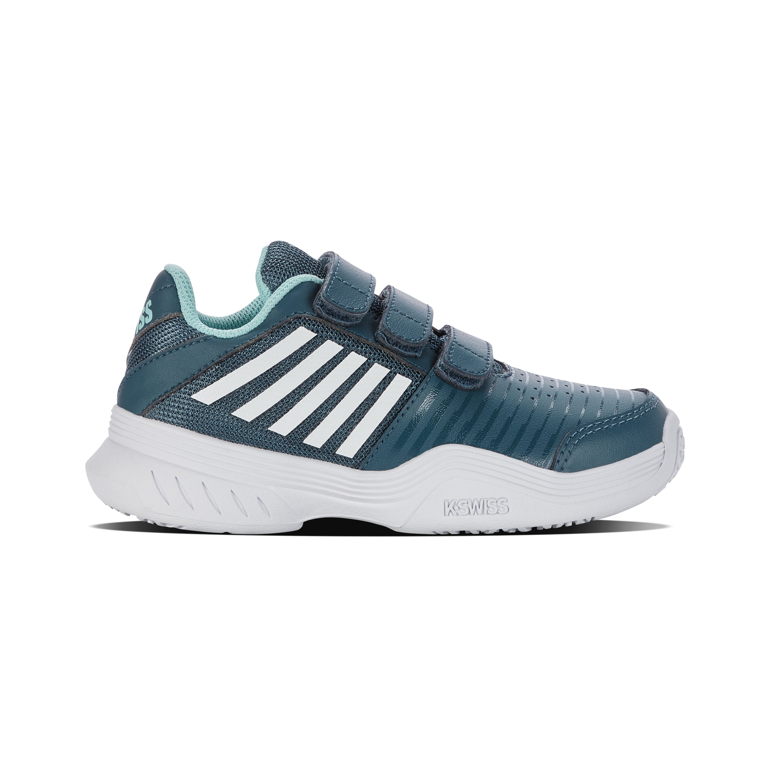 K-Swiss Court Express Strap Omni Scarpa Per Tutte Le Superfici Bambini-Color Petrolio,Bianco
