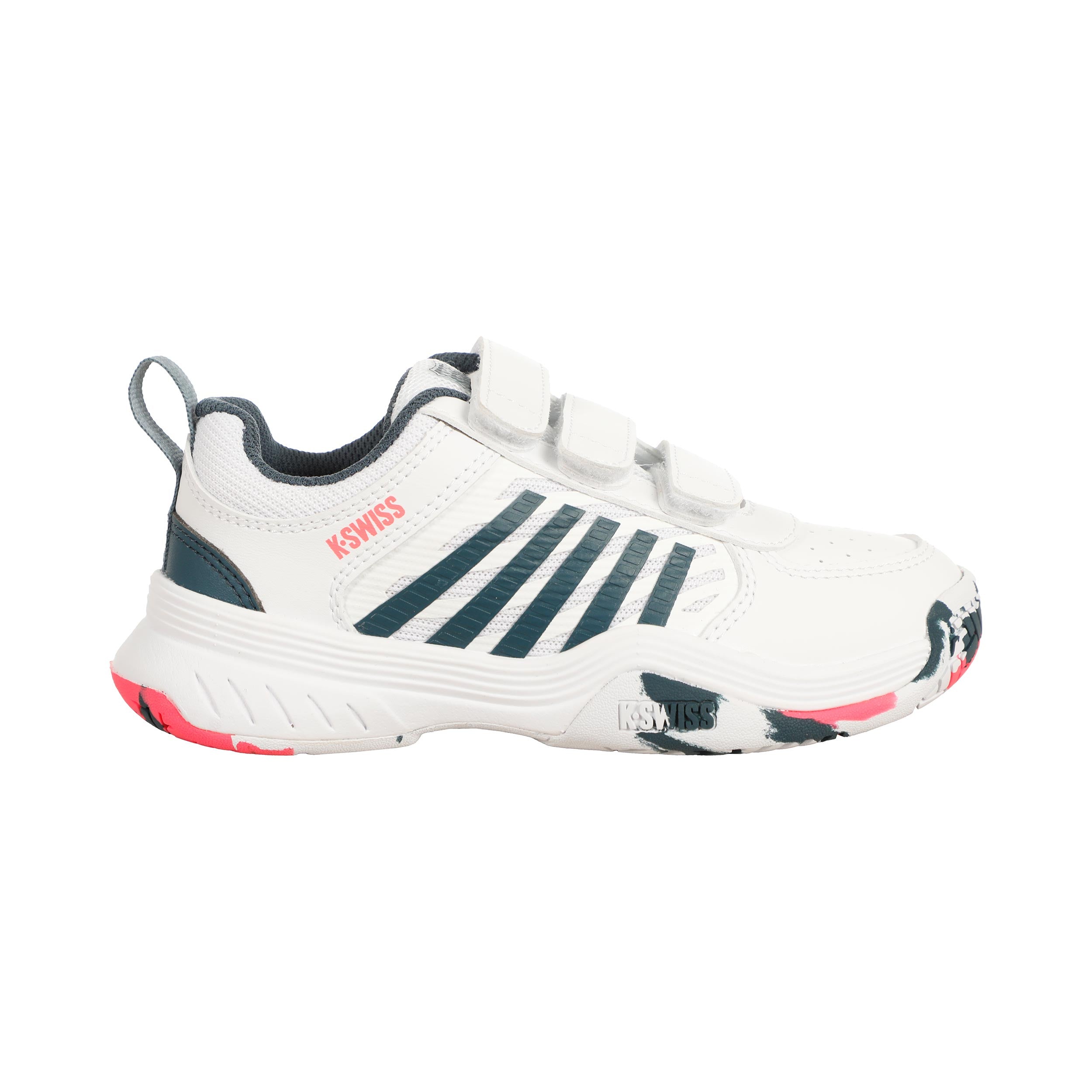 K-Swiss Court Express 2 Strap Scarpa Per Tutte Le Superfici Bambini-Bianco,Color Petrolio