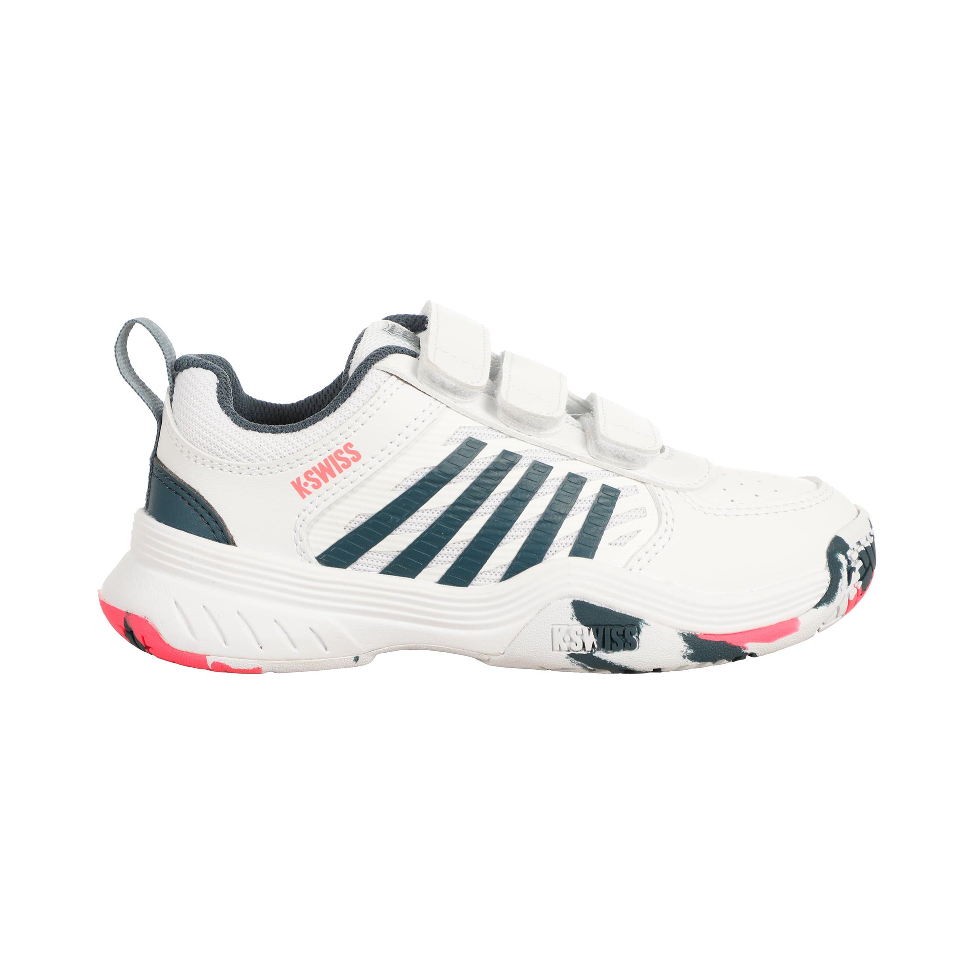 K-Swiss Court Express 2 Strap Scarpa Per Tutte Le Superfici Bambini-Bianco,Color Petrolio