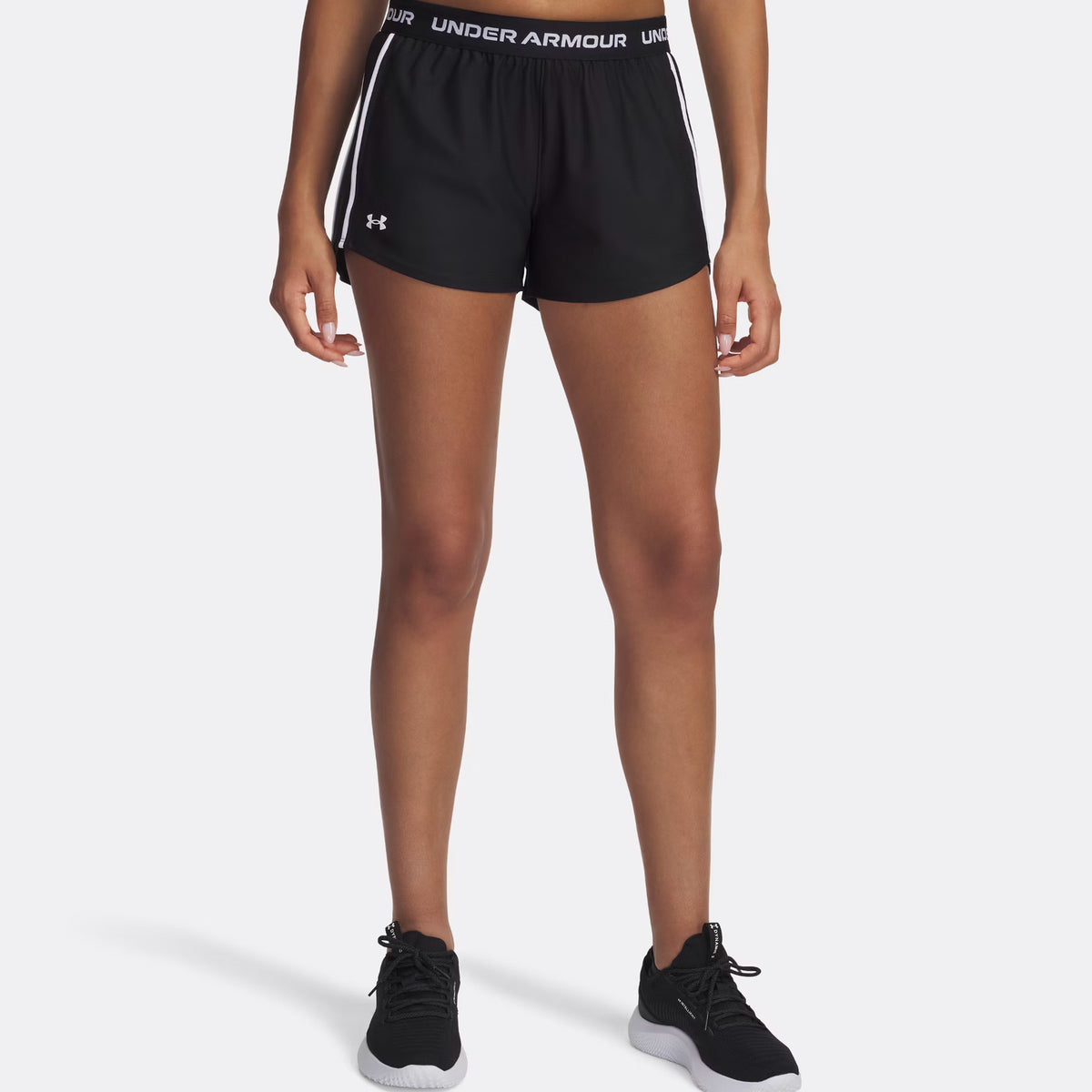 Under Armour Tech Play Up Pantaloncino Attillato Donna-Nero,Bianco