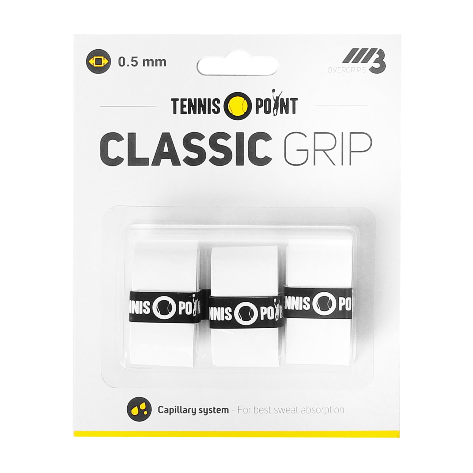Tennis-Point Classic Grip Confezione da 3 - bianco