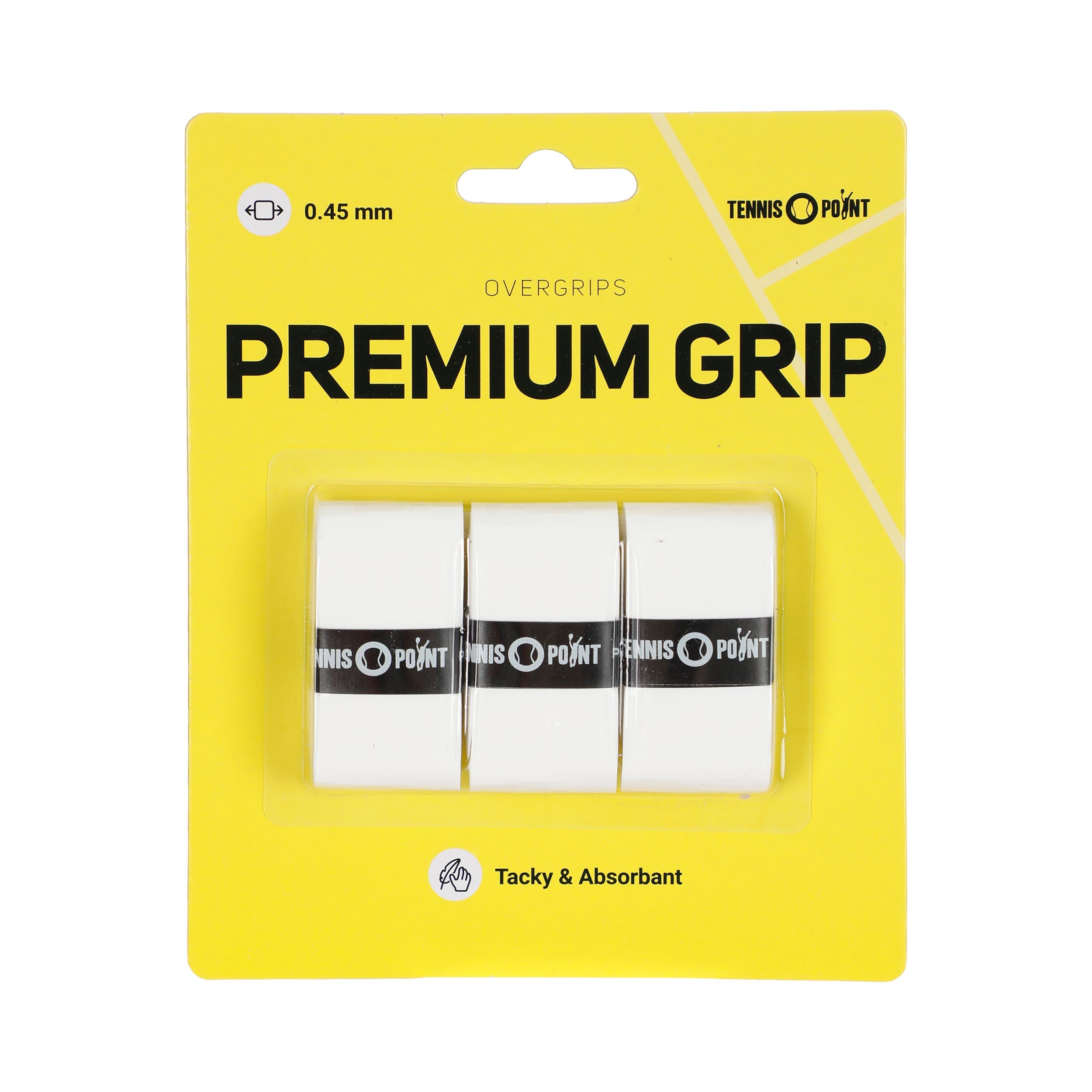 Tennis-Point Premium Grip Confezione Da 3-Bianco