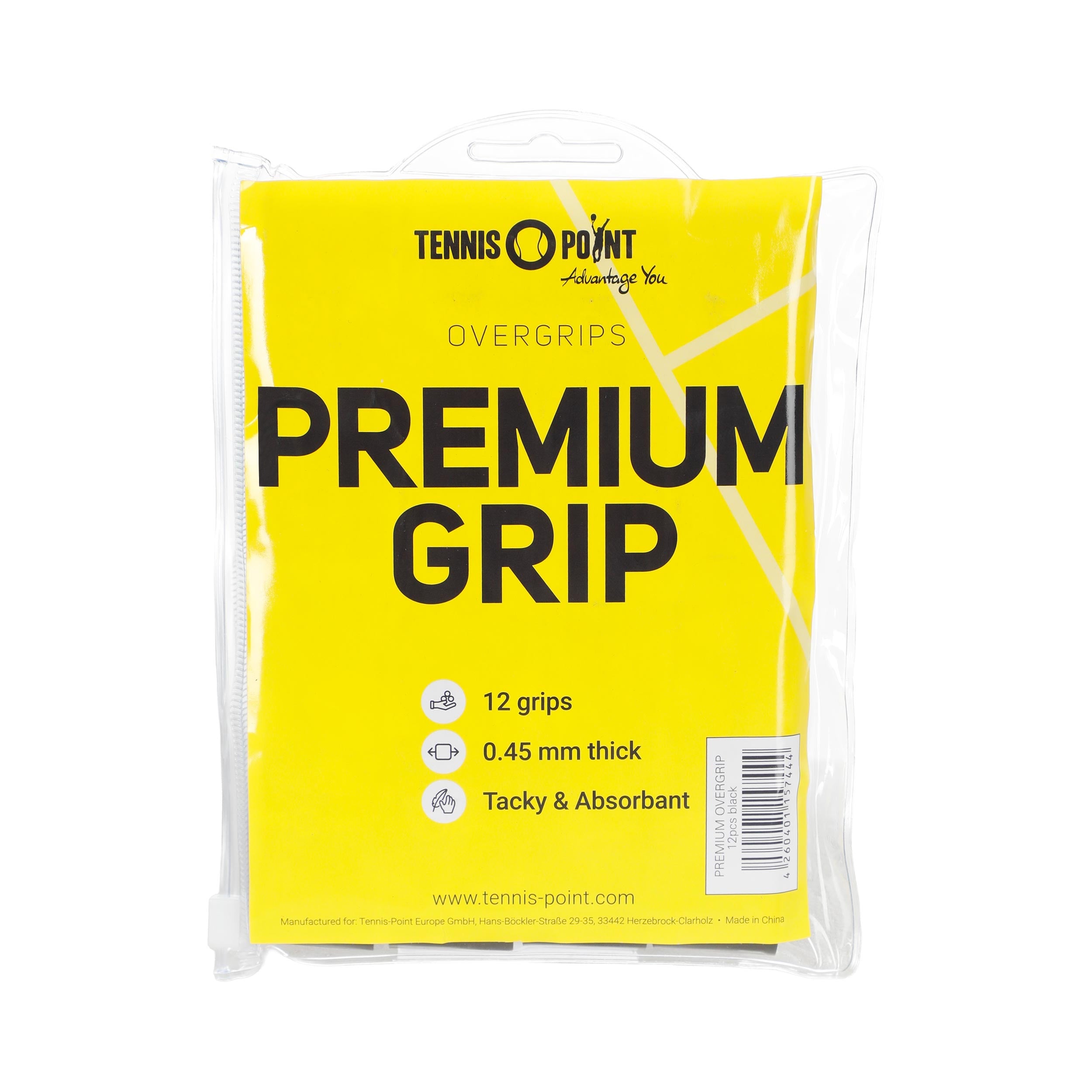 Tennis-Point Premium Grip Confezione Da 12-Nero