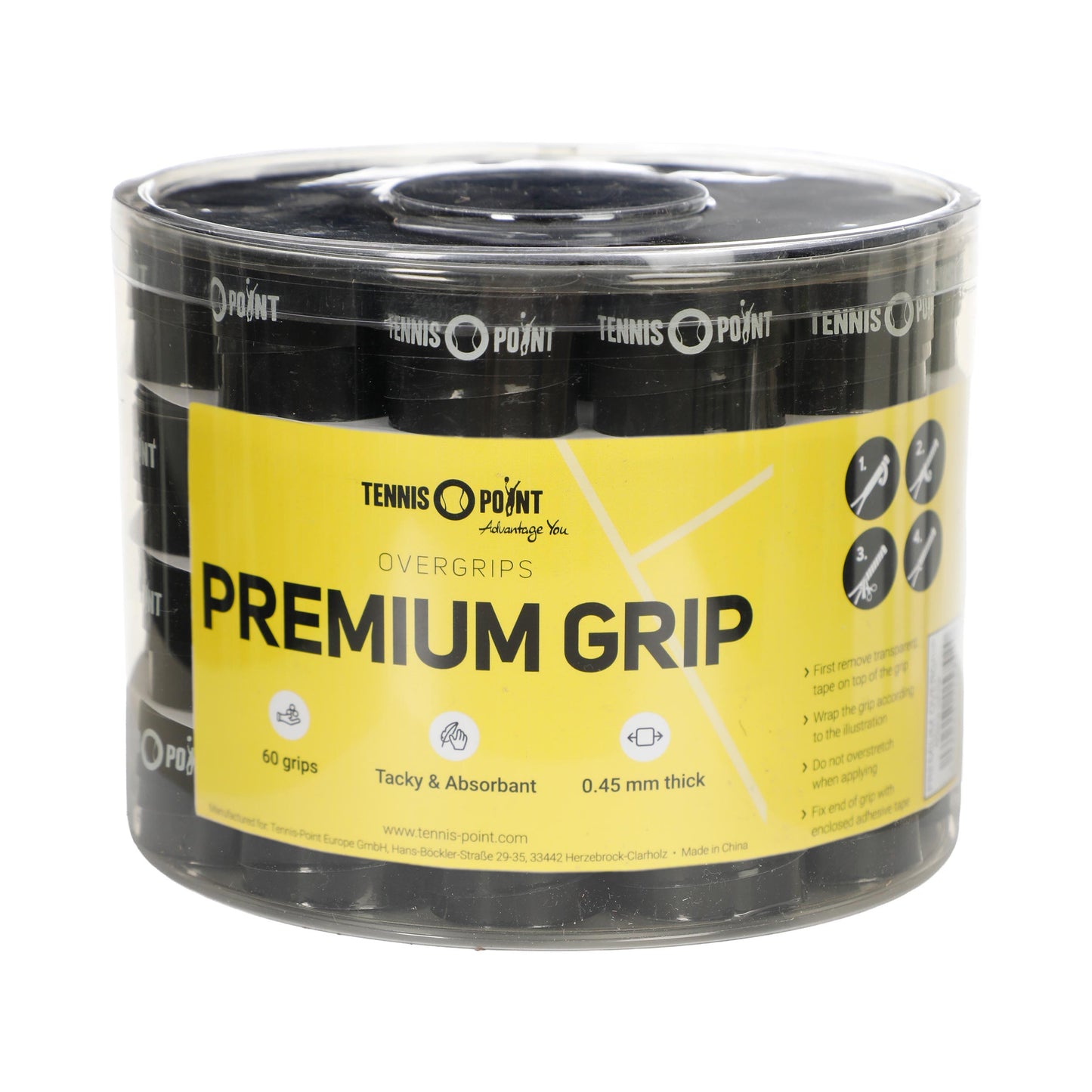 Tennis-Point Premium Grip Confezione Da 60-Nero