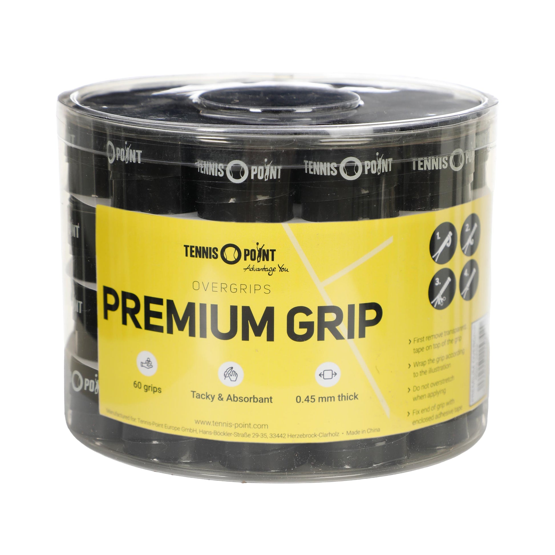 Tennis-Point Premium Grip Confezione Da 60-Nero
