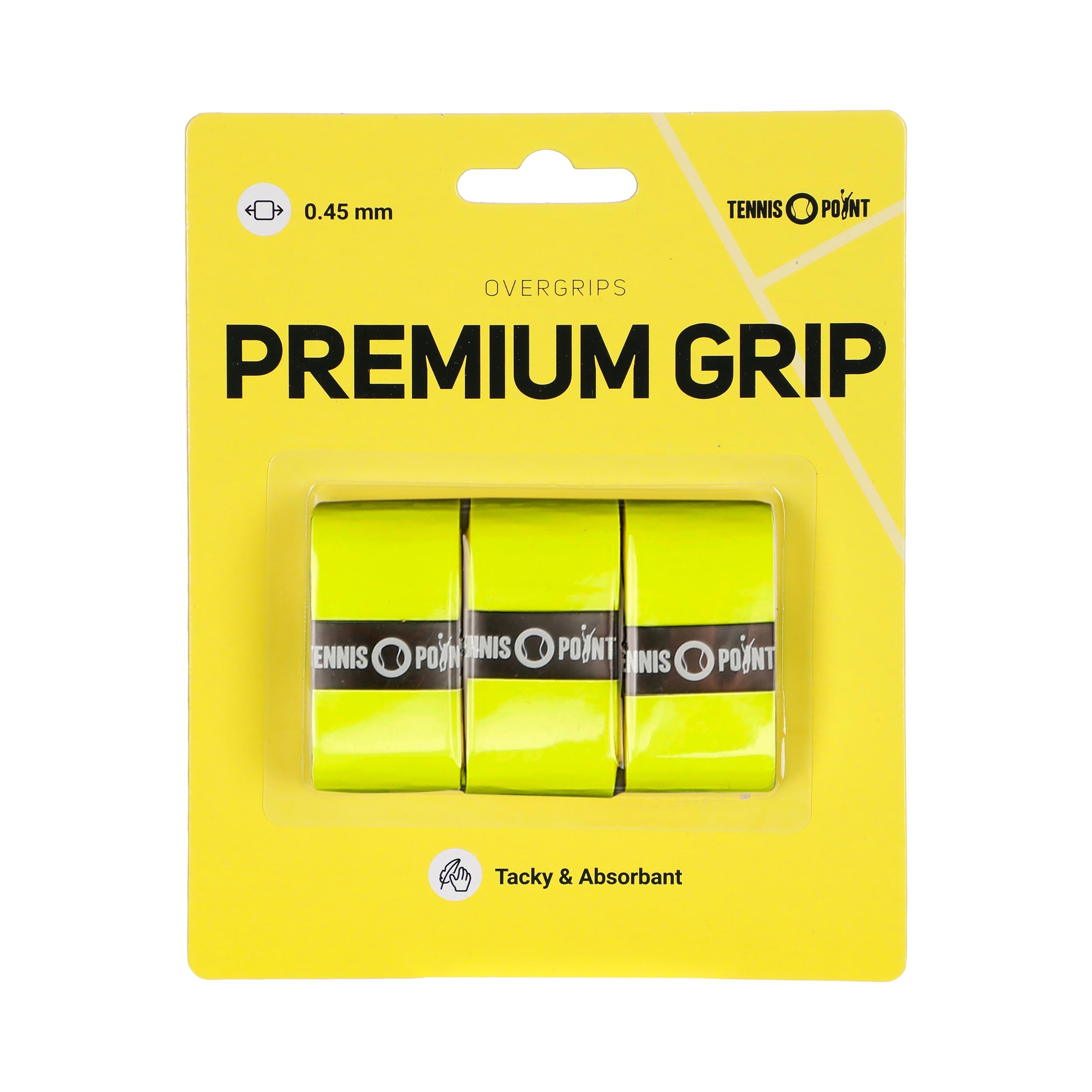 Tennis-Point Premium Grip Confezione Da 3-Giallo