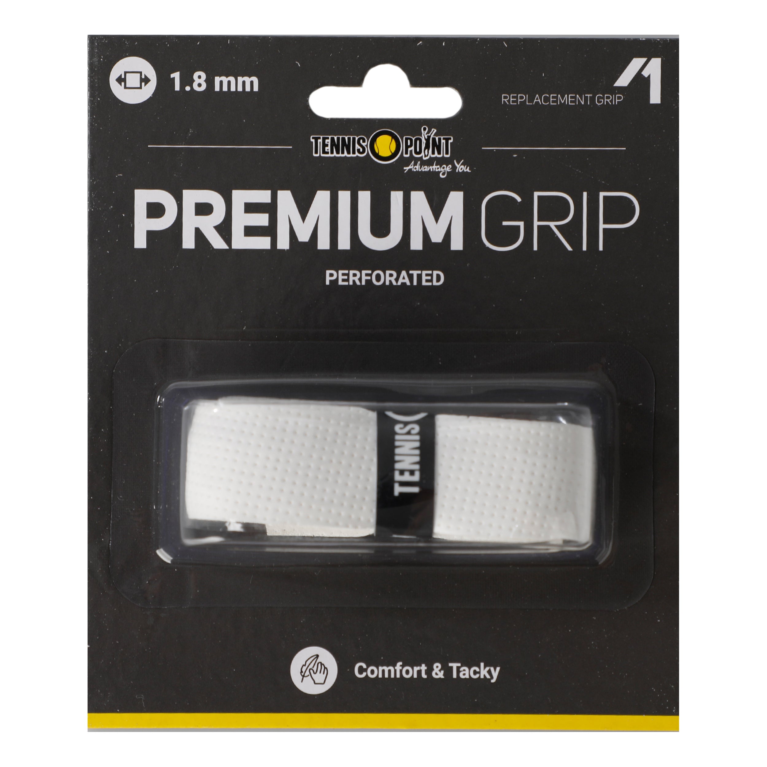 Tennis-Point Premium Grip Perforated Confezione Da 1-Bianco