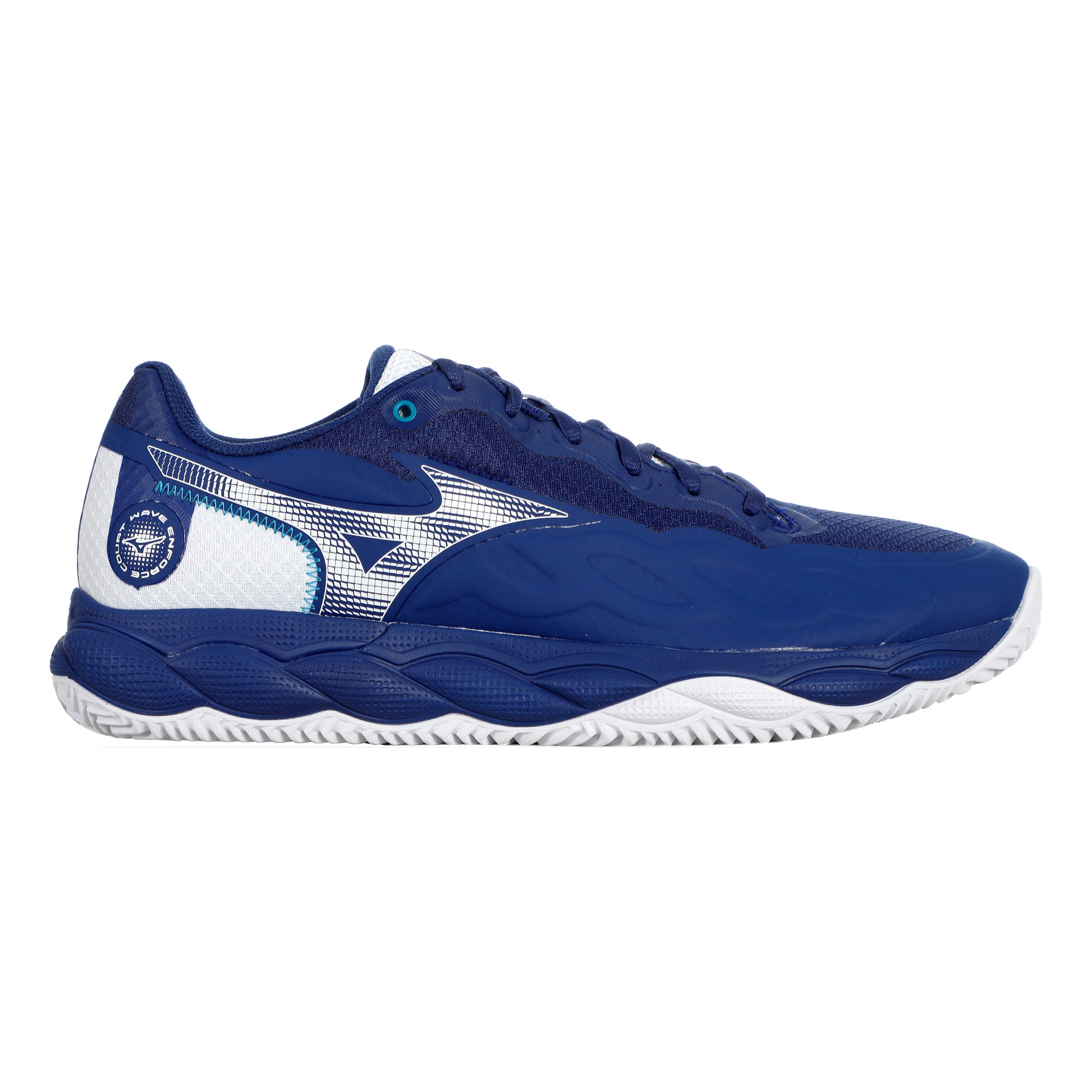 Mizuno Wave Enforce Court Scarpa per terra rossa Uomini - blu, bianco