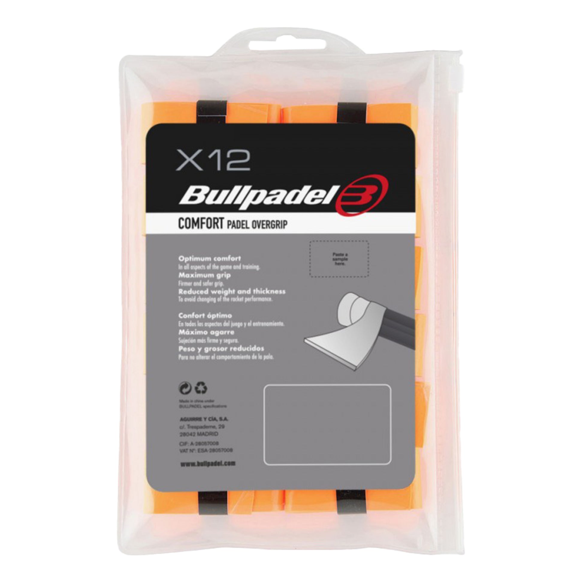 Bullpadel GB-1600 PACK 12 COMFORT-Arancione Neon