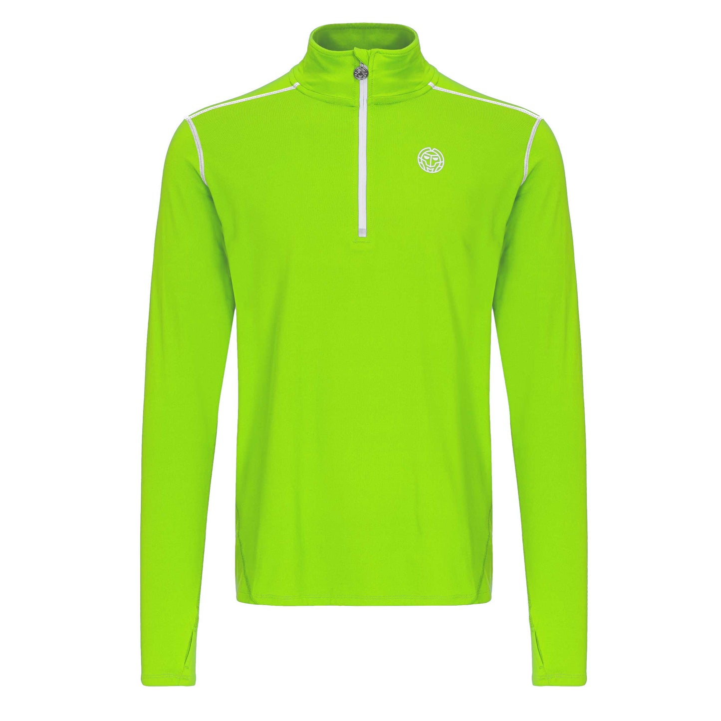 BIDI BADU Zac Tech Half Zip Manica Lunga Uomini-Verde Neon,Bianco