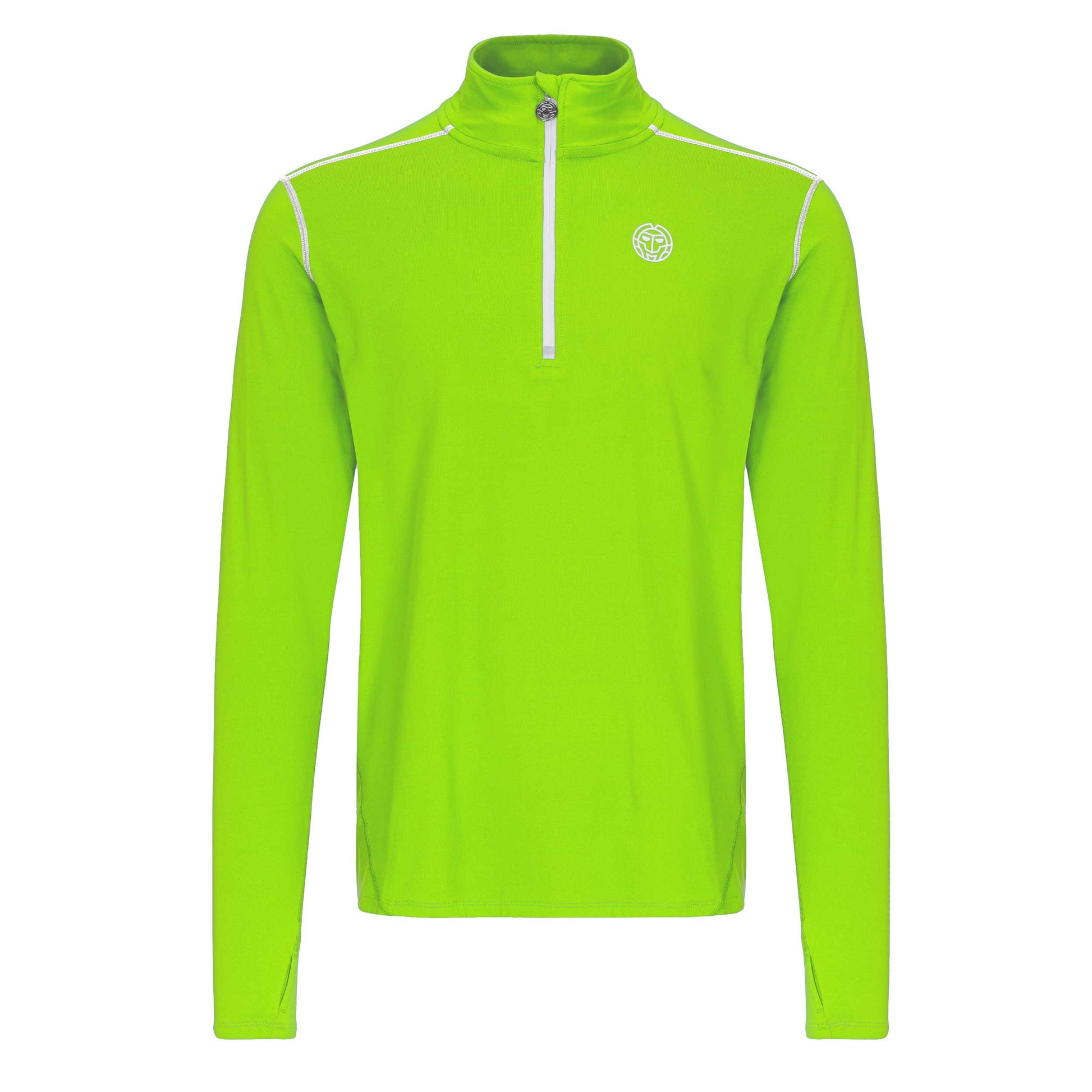 BIDI BADU Zac Tech Half Zip Manica Lunga Uomini-Verde Neon,Bianco