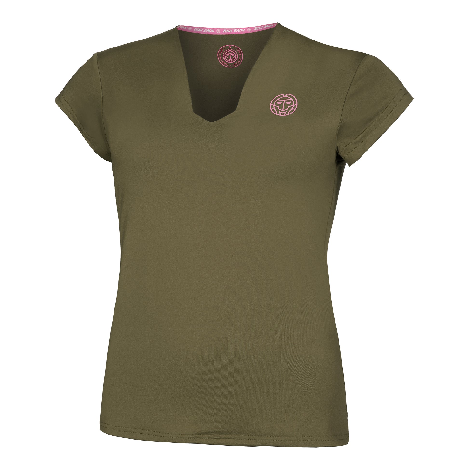 BIDI BADU Crew V-Neck Maglietta Donna - oliva,