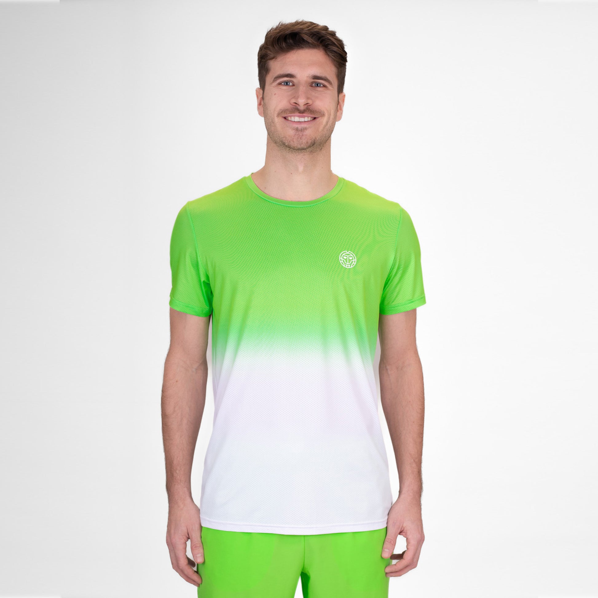 BIDI BADU Crew Gradiant Maglietta Uomini-Verde Neon,Bianco