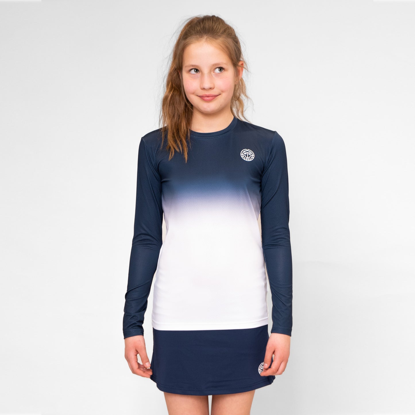 BIDI BADU Crew Gradiant Manica Lunga Ragazze-Blu Scuro,Bianco