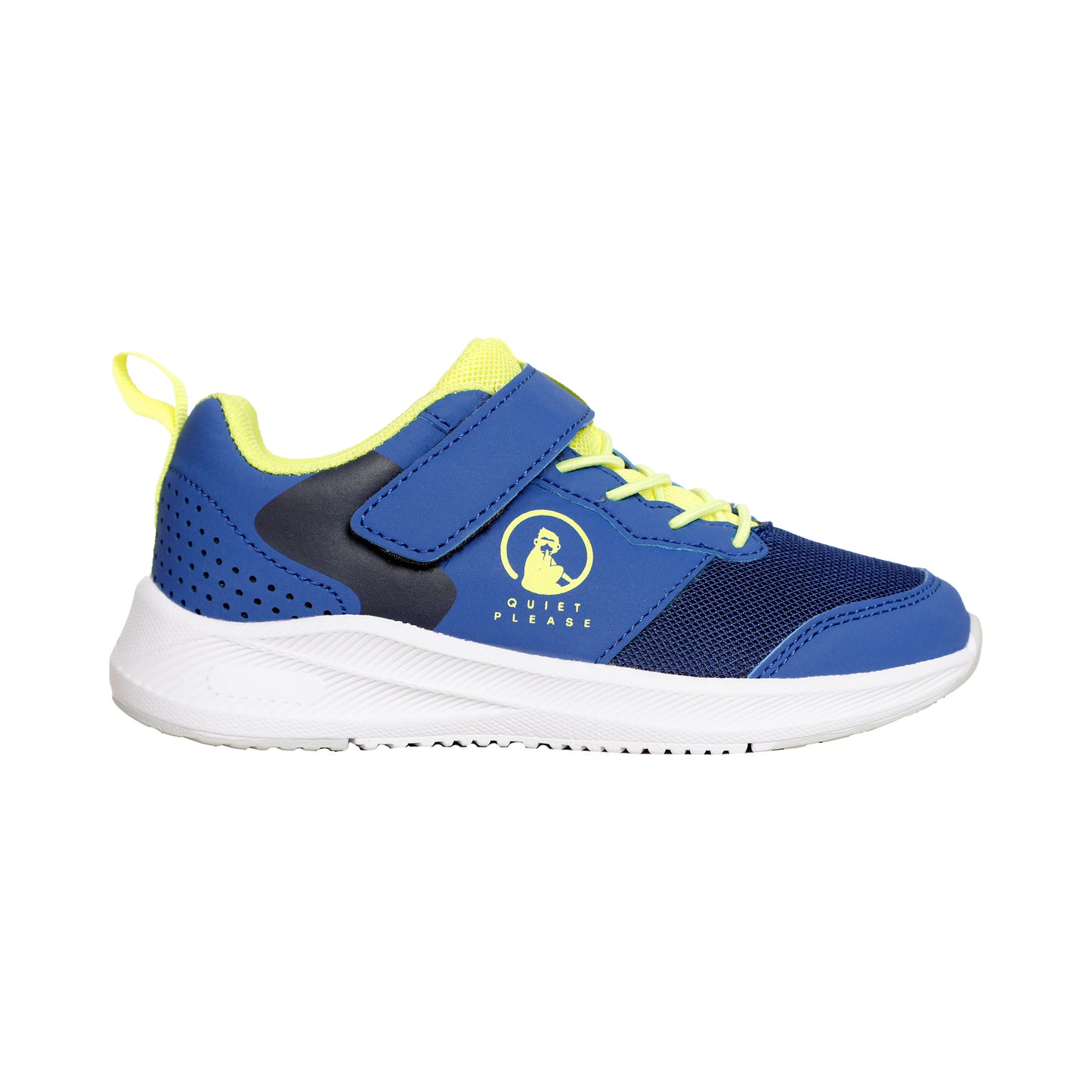 Quiet Please Courtstyler Velcro Scarpa Per Tutte Le Superfici Bambini-Blu,Giallo