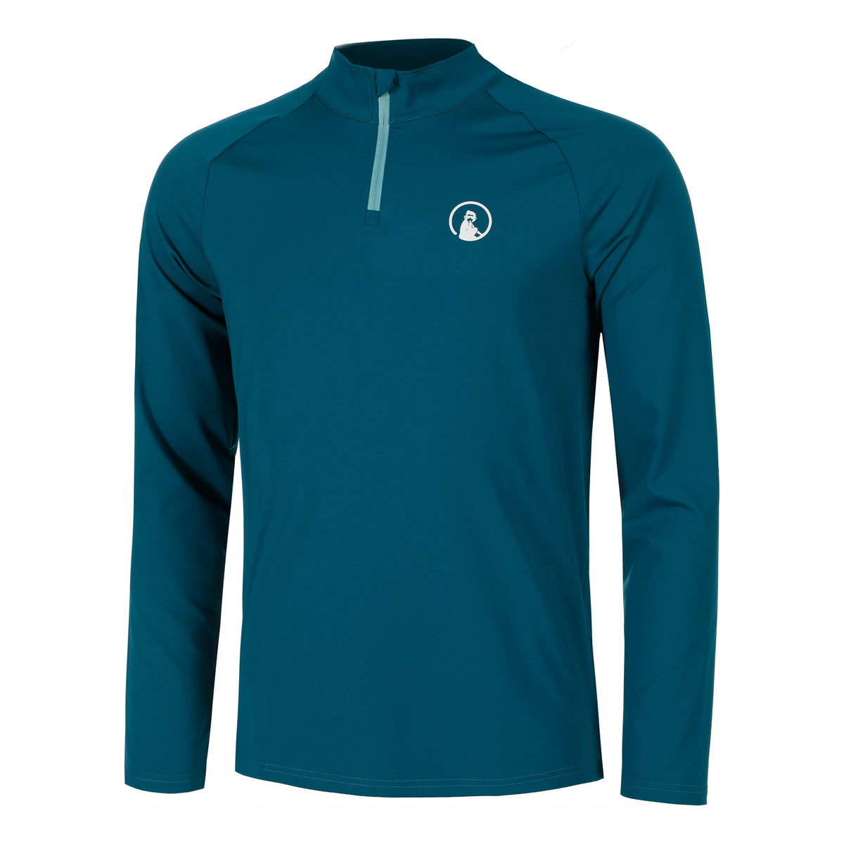 Quiet Please Create Big Serve 1/4 Zip Manica Lunga Uomini-Color Petrolio,Bianco