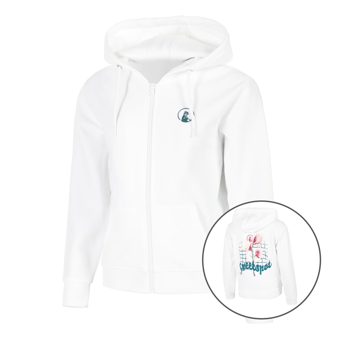 Quiet Please Create Flower Zip Felpa Donna-Bianco,Multicolore