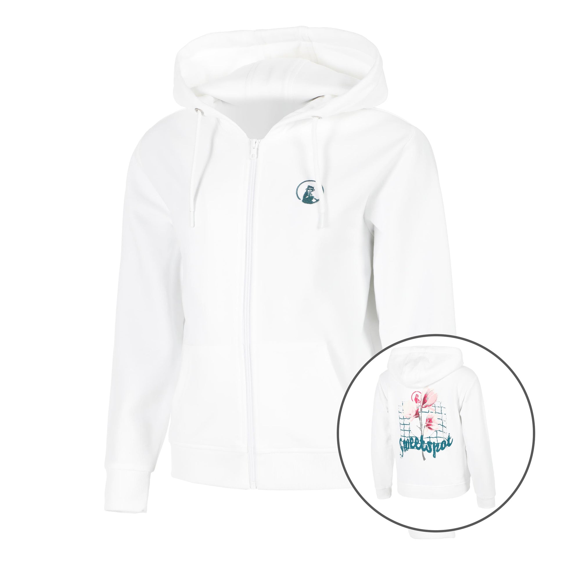 Quiet Please Create Flower Zip Felpa Donna-Bianco,Multicolore