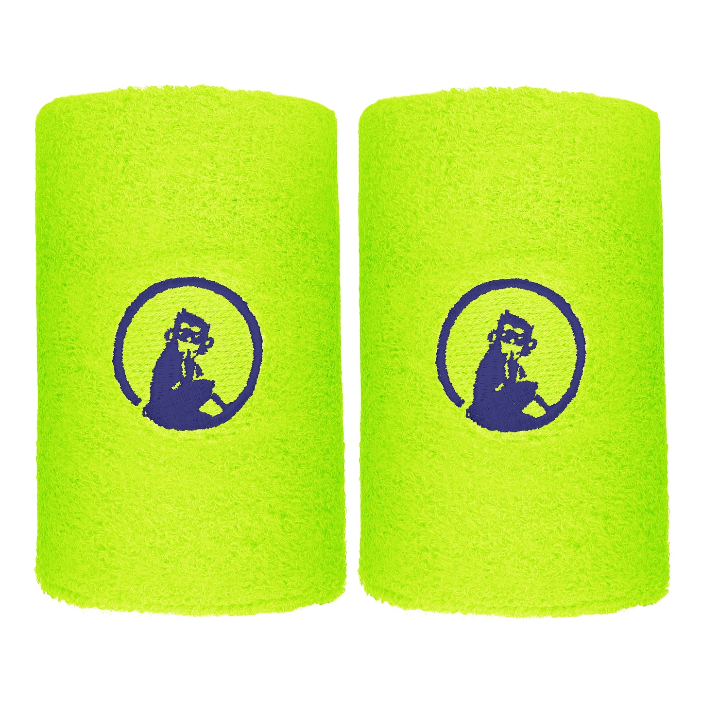 Quiet Please Polsino anti sudore Confezione da 2 lungo - verde neon, blu scuro