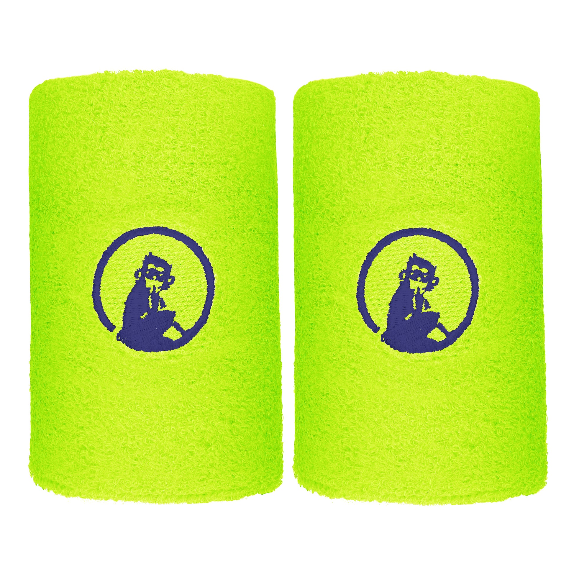 Quiet Please Polsino anti sudore Confezione da 2 lungo - verde neon, blu scuro