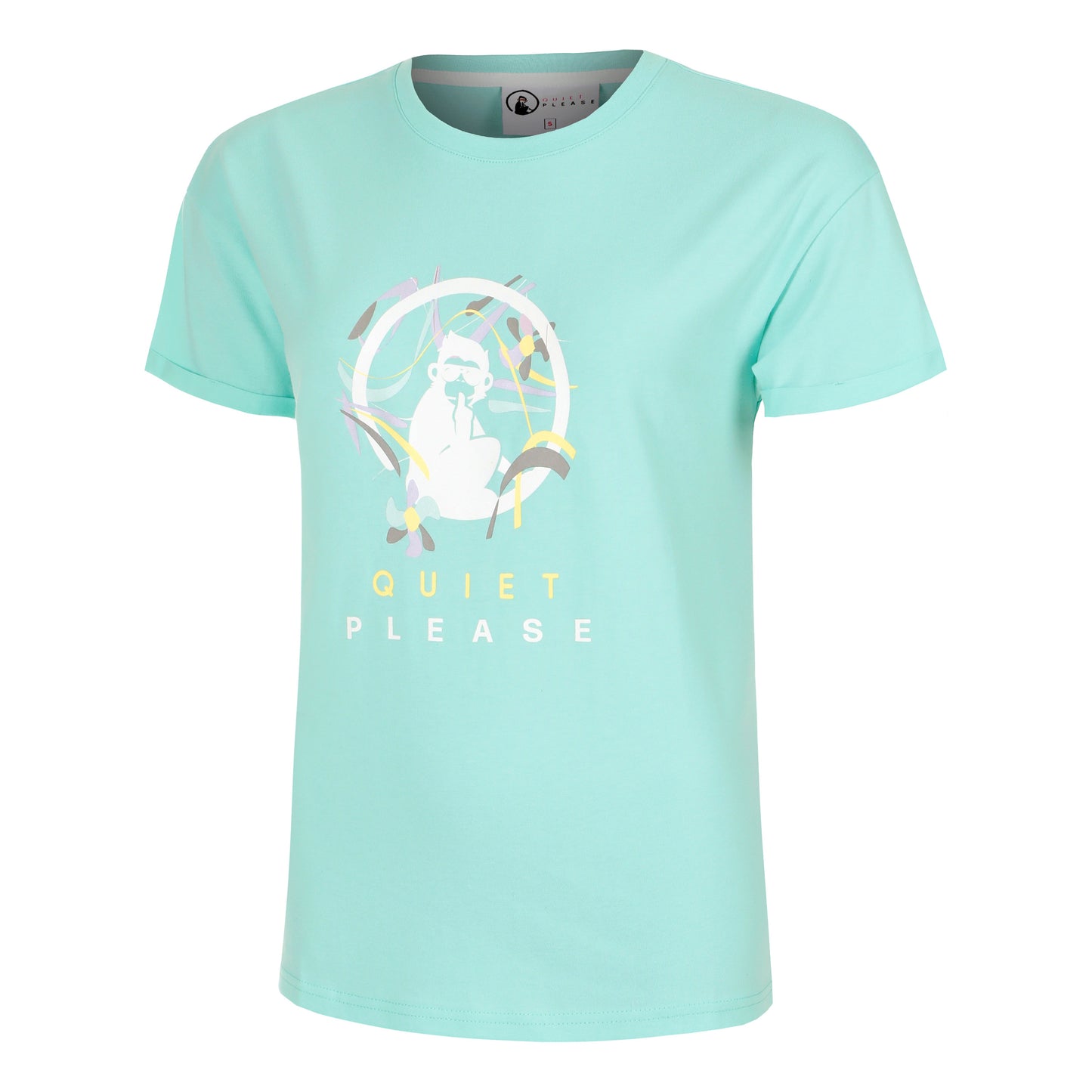 Quiet Please Wild Sketchy Maglietta Donna-Turchese,Multicolore