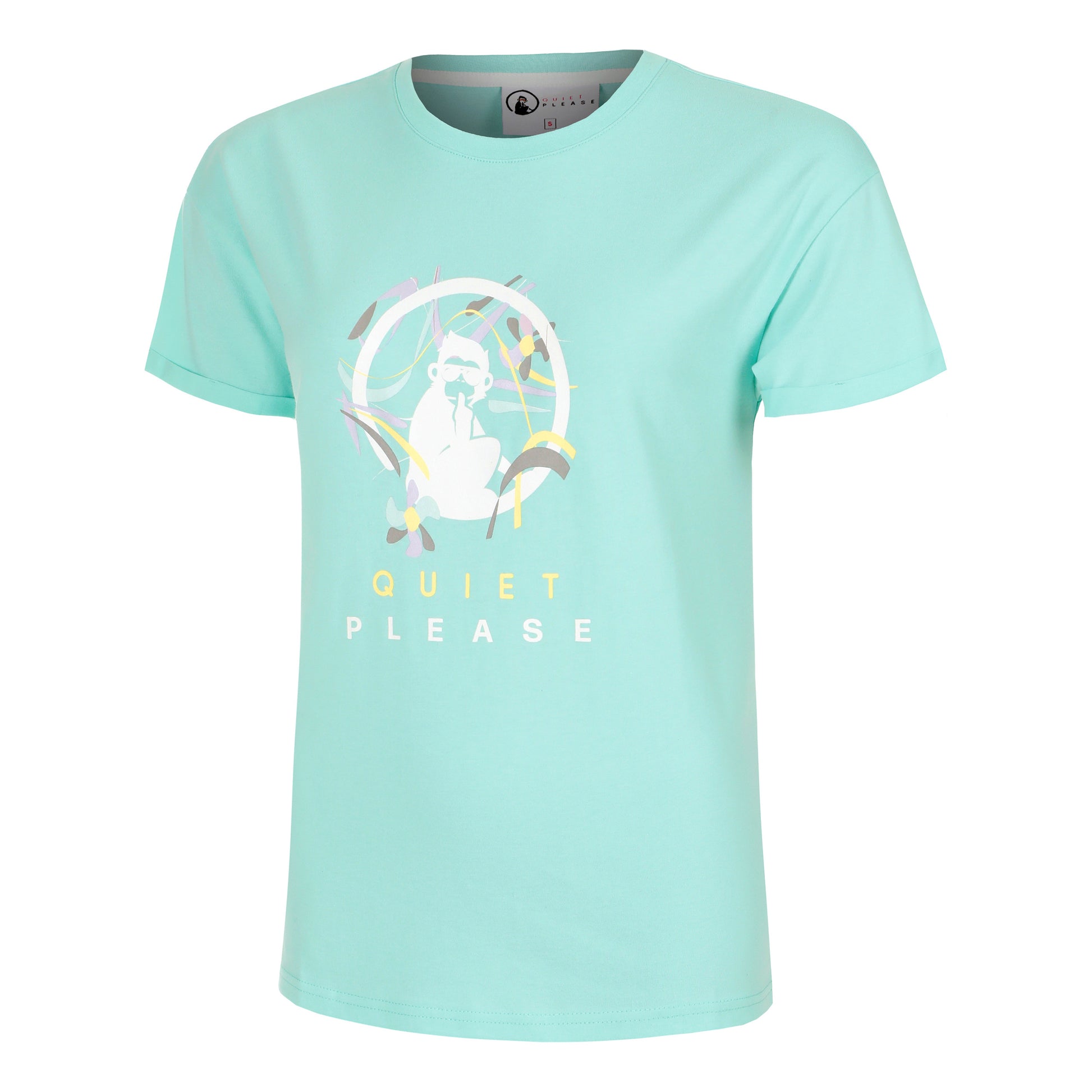 Quiet Please Wild Sketchy Maglietta Donna-Turchese,Multicolore