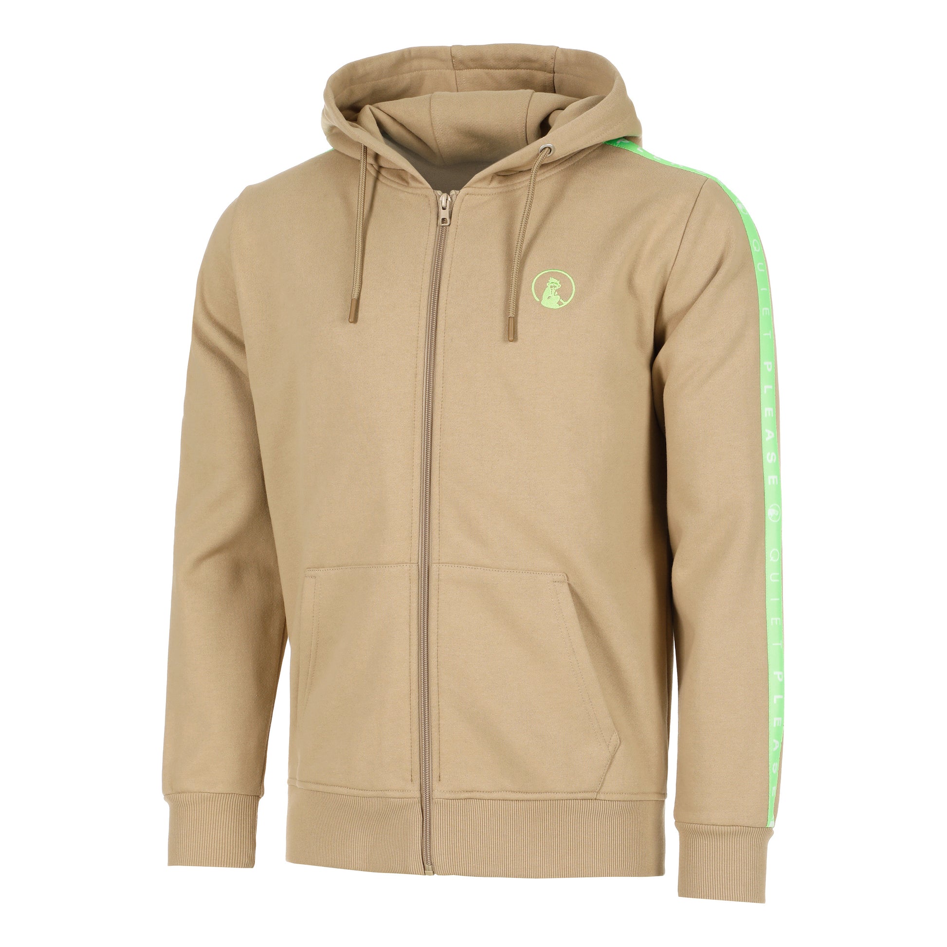Quiet Please Wild Taped Zip Felpa Uomini-Beige,Verde Neon