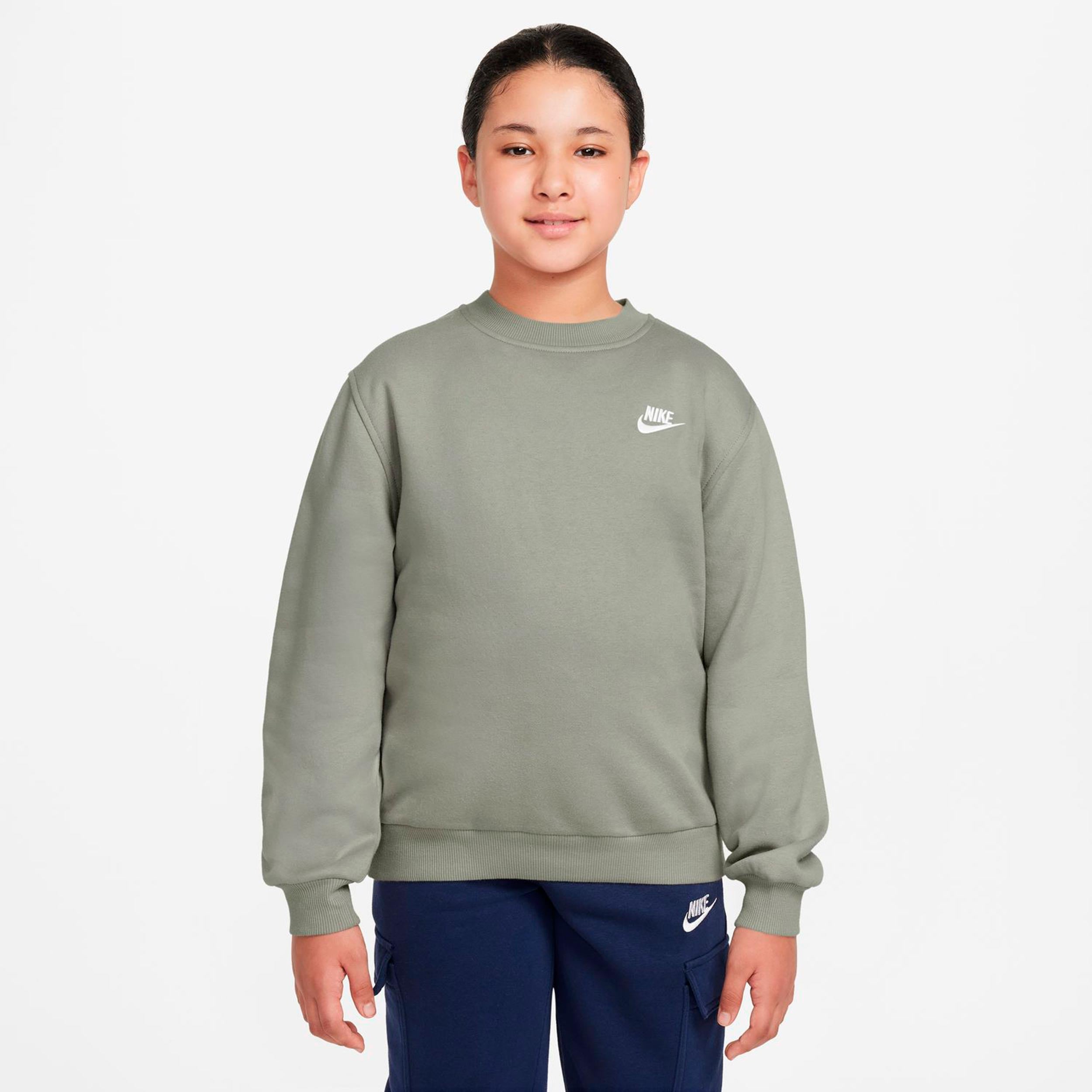 Nike Club Fleece Felpa Bambini - grigio-verde