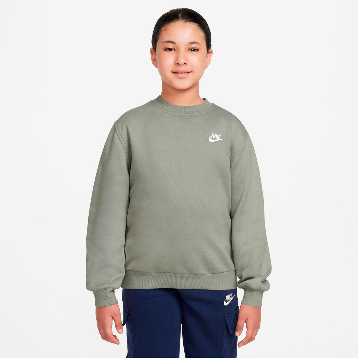 Nike Club Fleece Felpa Bambini - grigio-verde