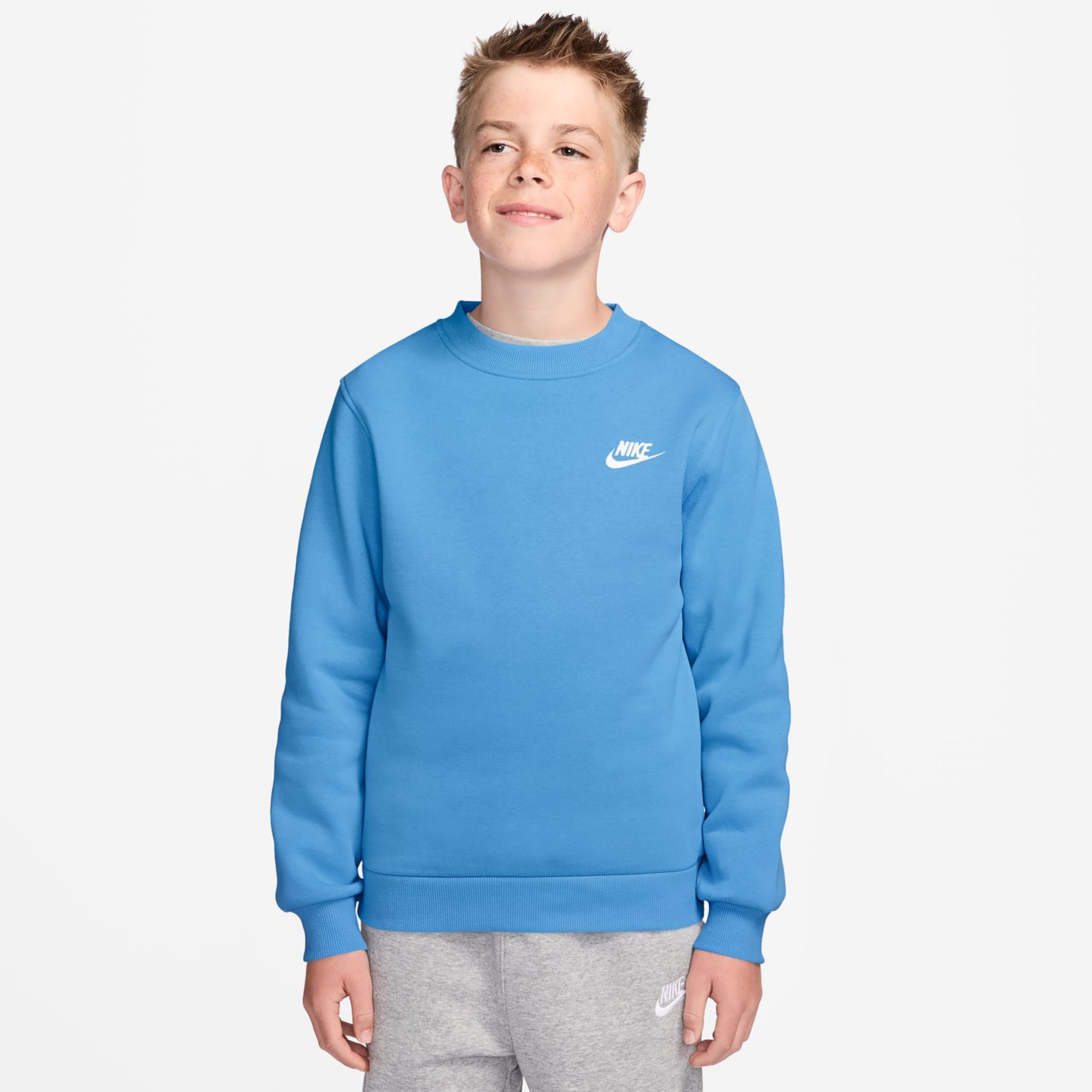 Nike Club Fleece Felpa Bambini - blu chiaro, bianco