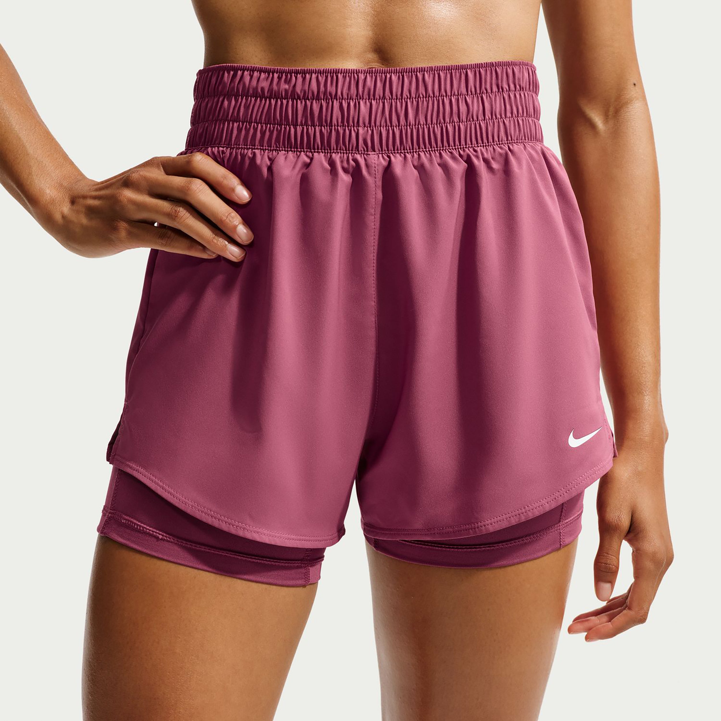 Nike Dri-Fit One High Rise 2in1 3in Pantaloncini Donna - malva