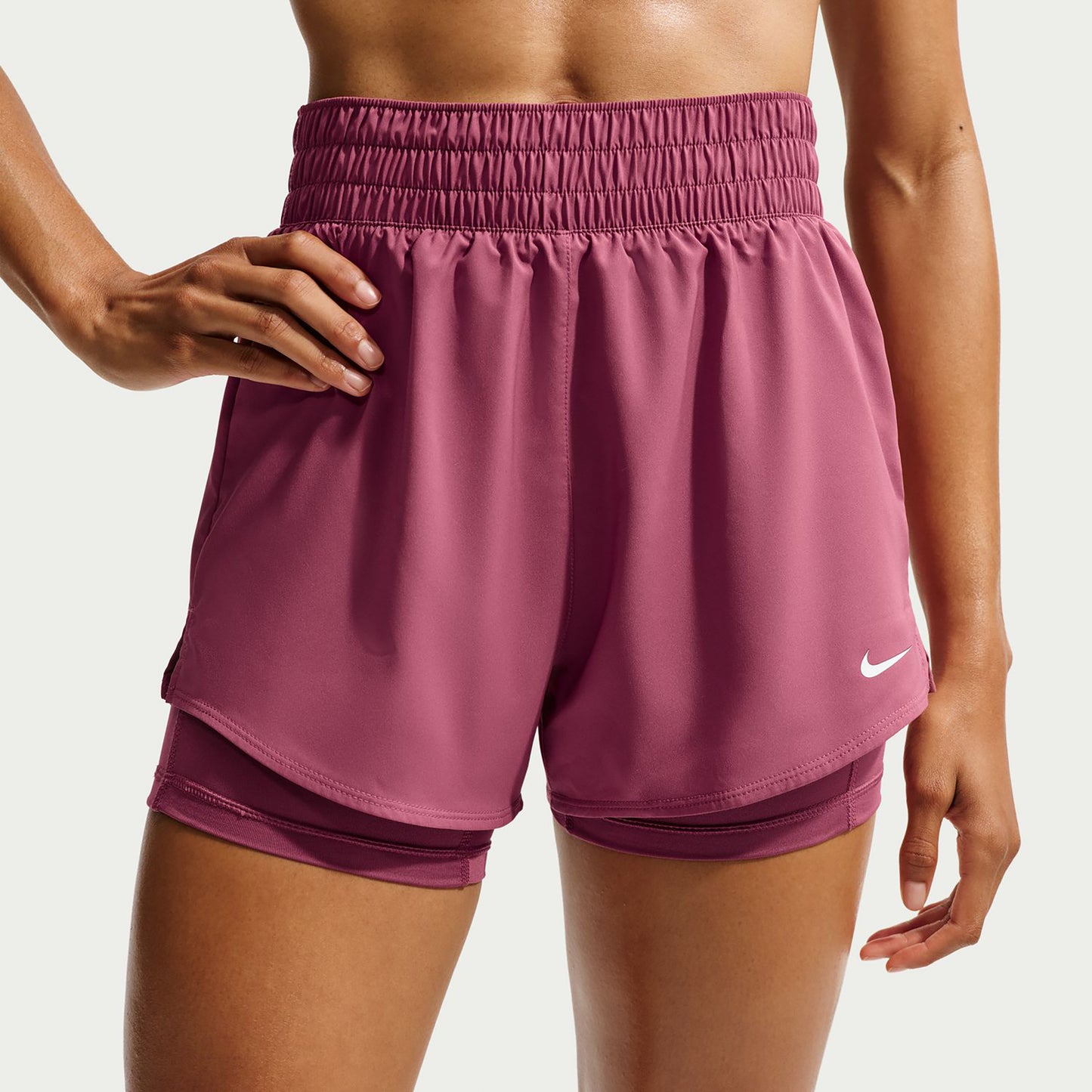 Nike Dri-Fit One High Rise 2in1 3in Pantaloncini Donna - malva