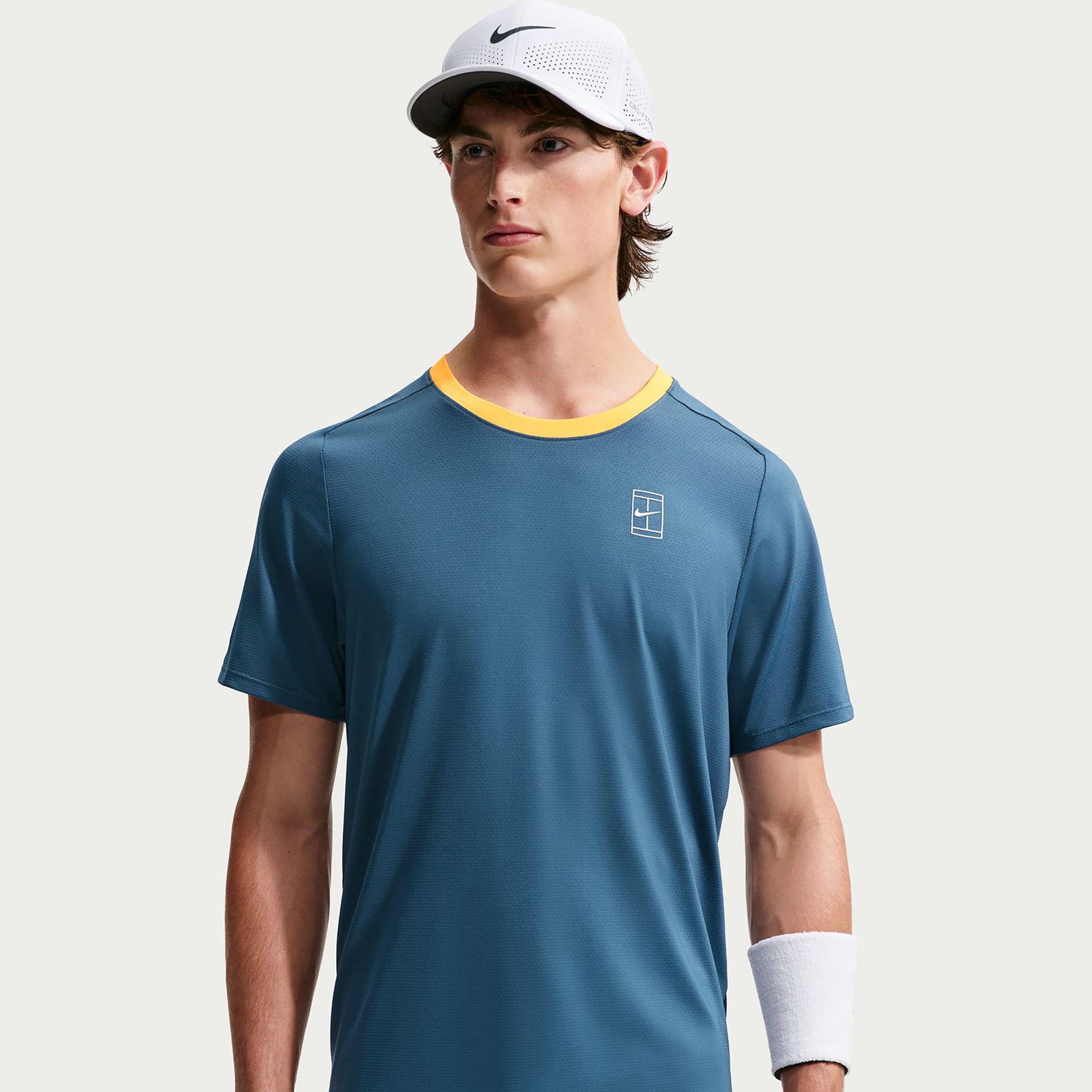 Nike Court Dri-FIT Advantage Maglietta Uomini - grigio-blu, giallo