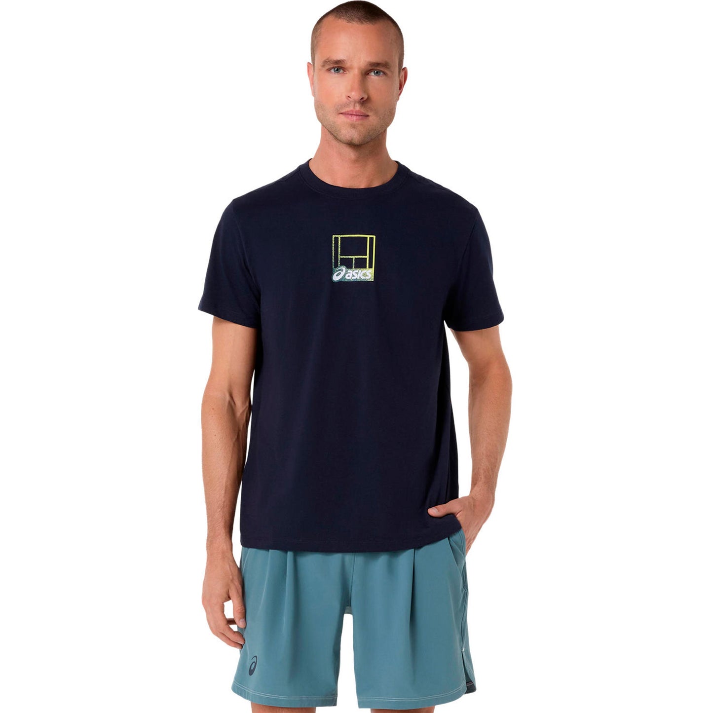 ASICS Court Core Graphic Maglietta Uomini-blu scuro