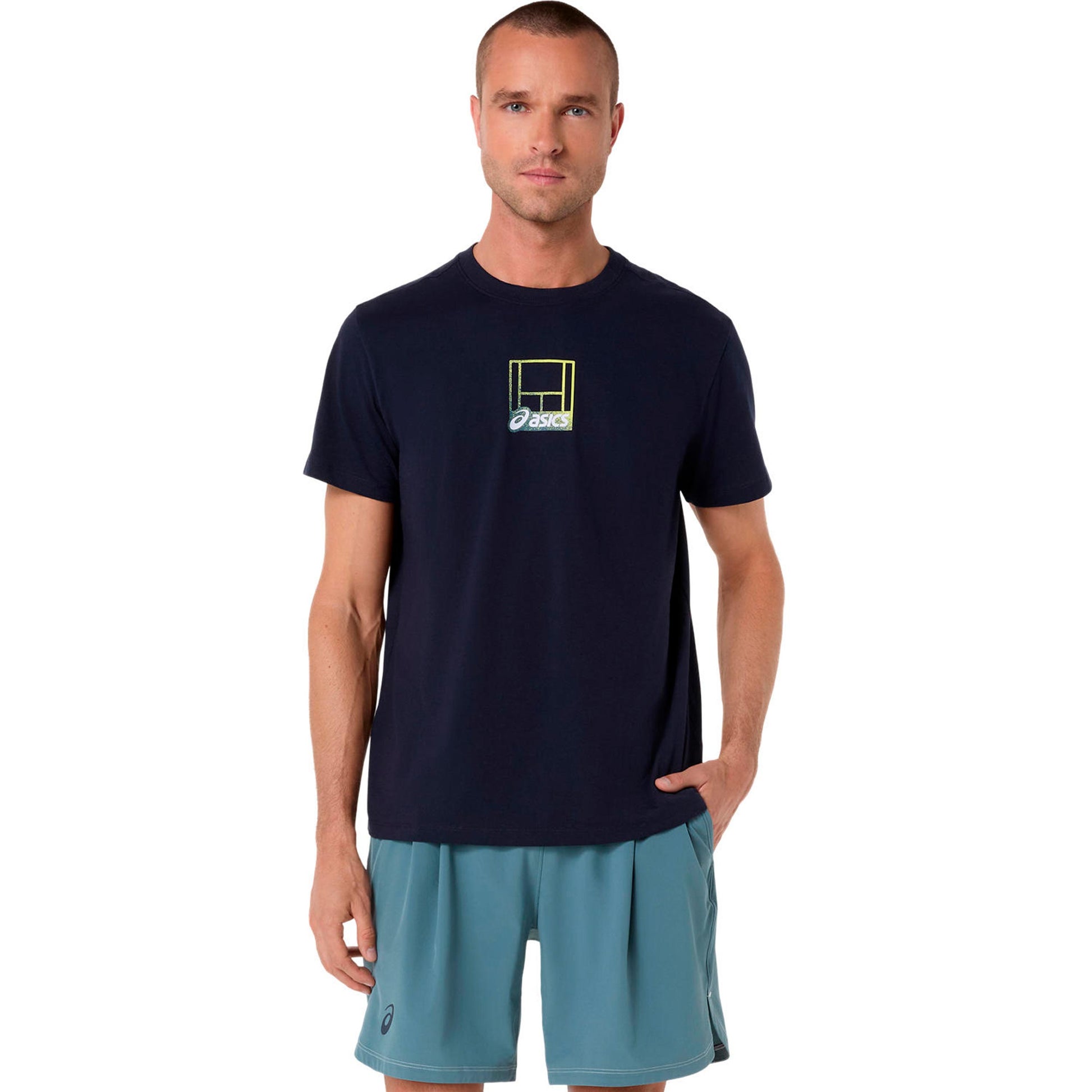 ASICS Court Core Graphic Maglietta Uomini-blu scuro
